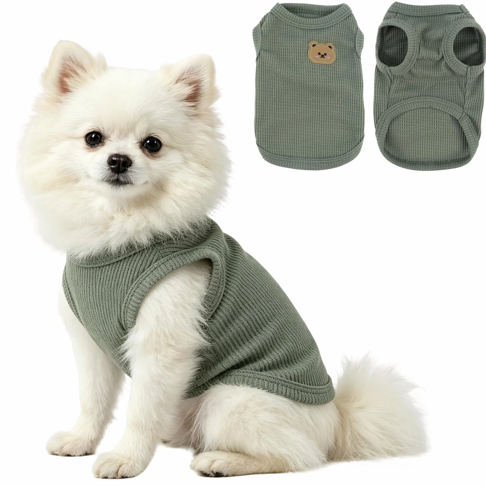 Body Chien Post Operatoire Respirant D'Été sans Manches pour Petits Chiens et Chats, Vert (M)