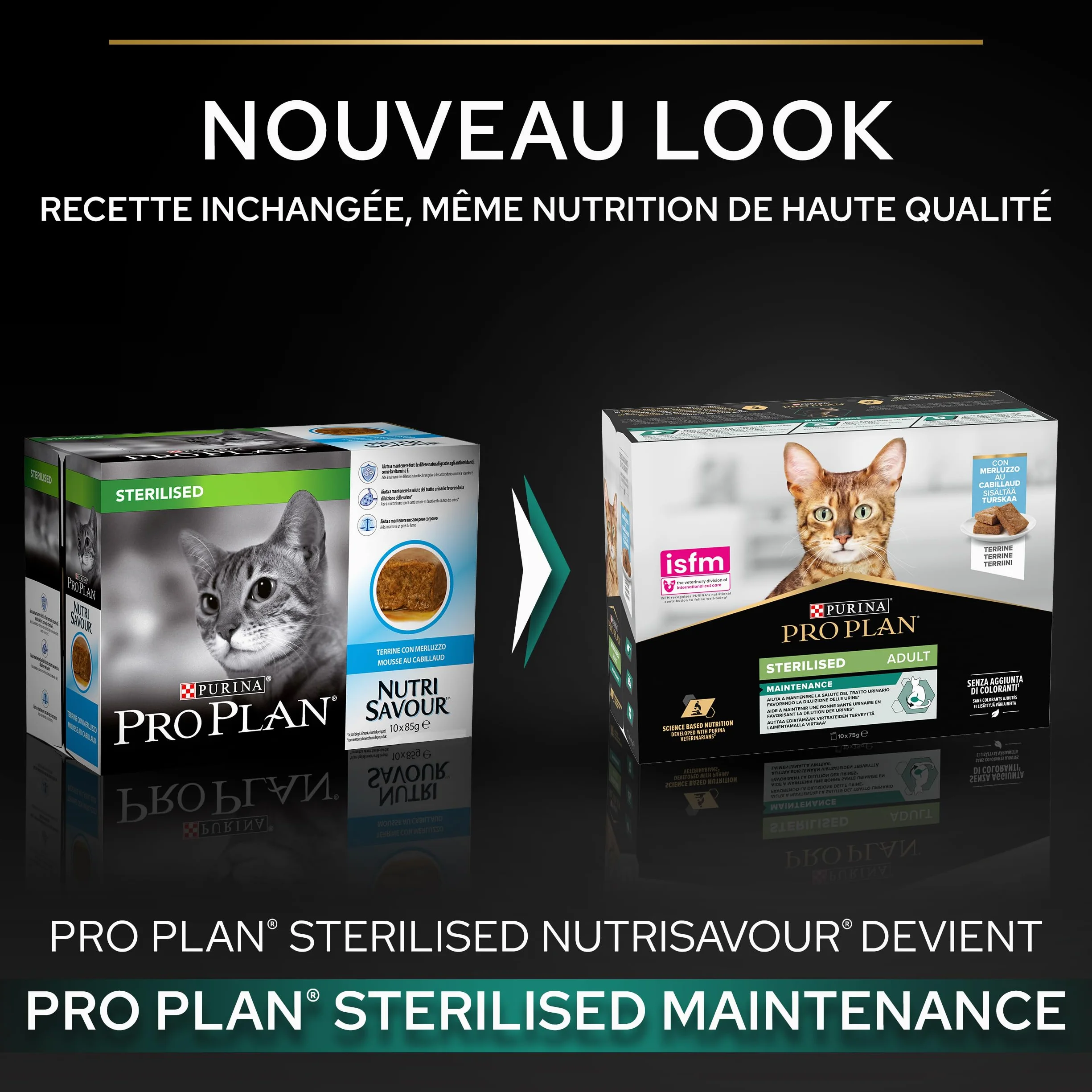 PURINA Pro Plan | Adult STERILISED Maintenance | Aliment Complet pour Chat Adulte Stérilisé | Aide à Maintenir Une Bonne santé urinaire | Terrine | Au Cabillaud | Portion Individuelle | 10x75g