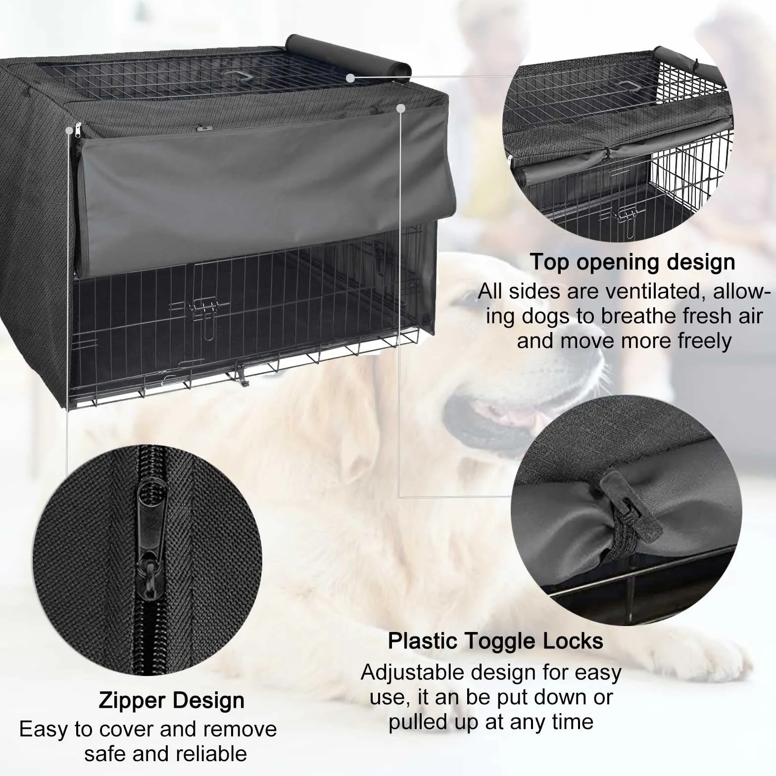 Cage Chien Protection, Tissu Oxford 420D, Multifonctionnelle, Adapte à la Plupart des Caisses
