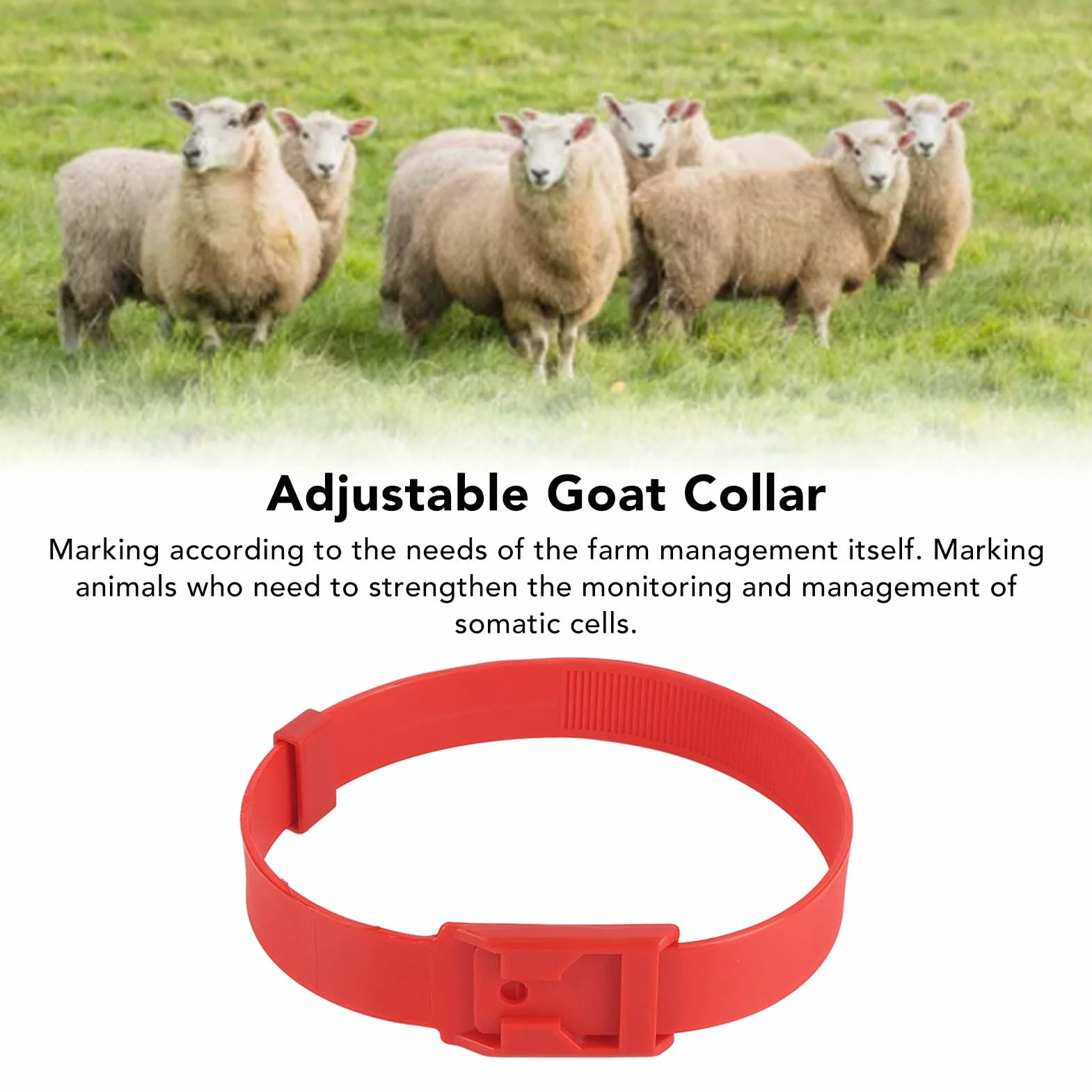 Colliers d'animaux de Ferme, Colliers de Chèvre en PU Multifonctionnels Doux Réglables 10PCS (Rouge)