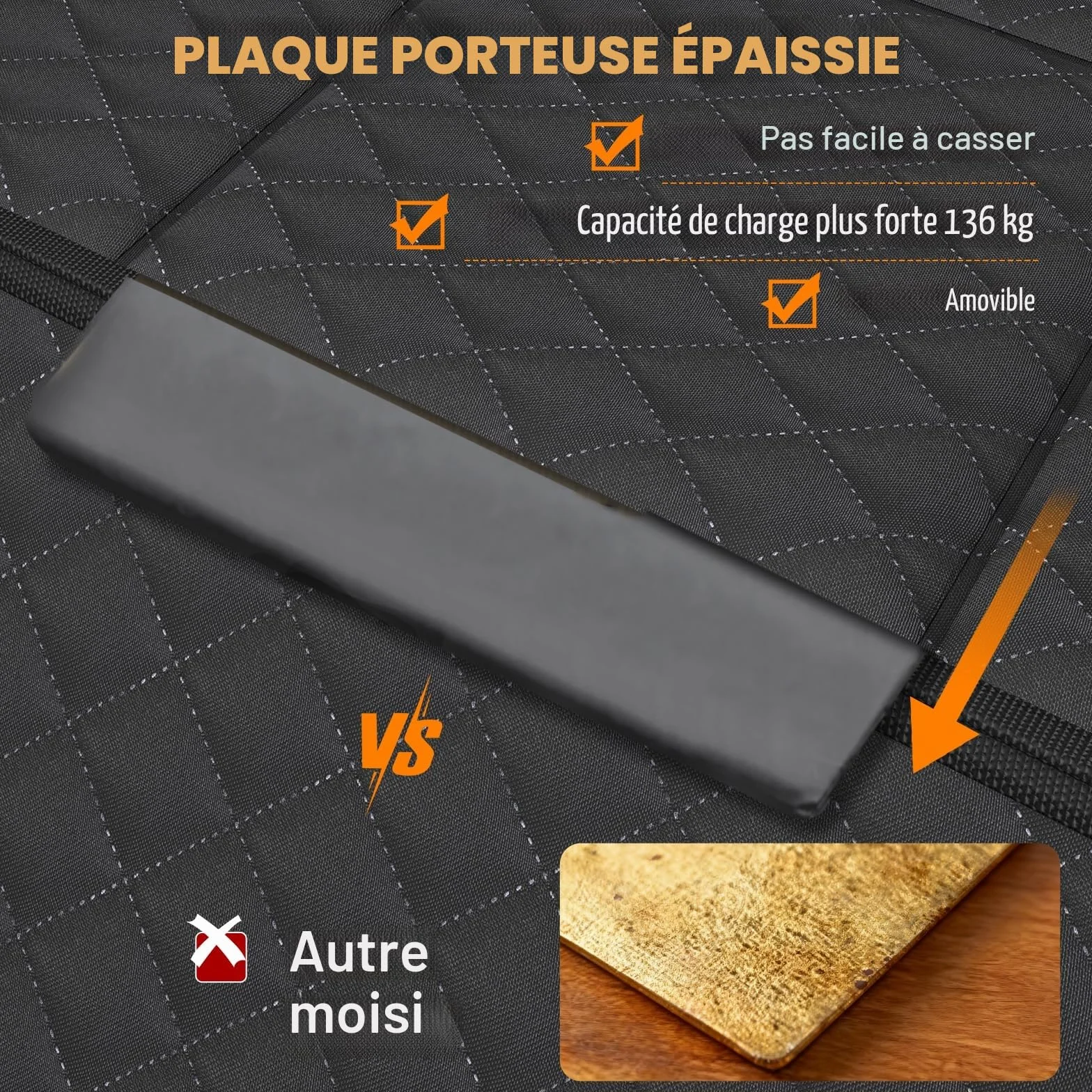 Protection Voiture Chien Siege Arriere [127 x 62 cm], Imperméable, Résistante Aux Rayures, Coque Rigide, Protege Voiture Pour Chien SUV et Voitures Familiales, Lavable, Avec Filet Ventilation (Noir)