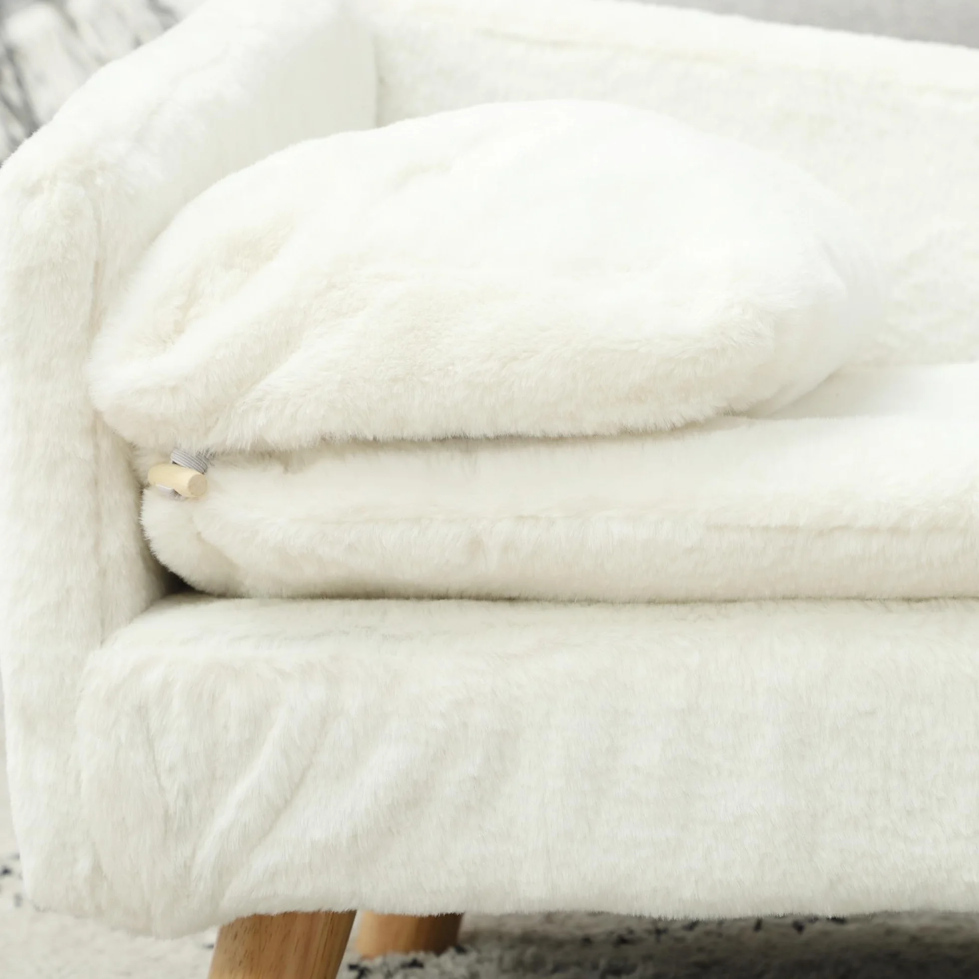 PawHut Canapé pour Chien Lit pour Chien Chat avec Coussin Moelleux Oreiller Housses Amovibles Lavables Peluche 70 x 42,5 x 38,5 cm Crème
