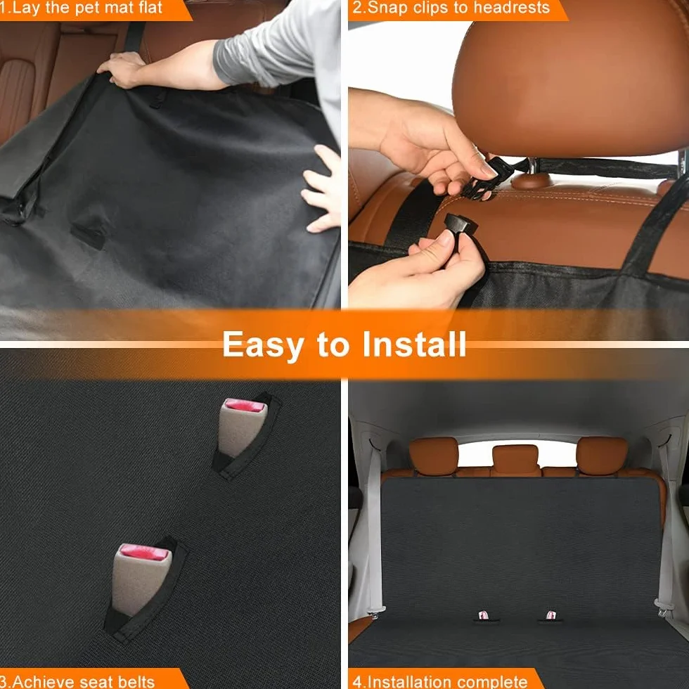 Housses de Siège de Voiture pour Chien 145x125 cm Protecteur Siège Arrière Imperméable Antidérapant