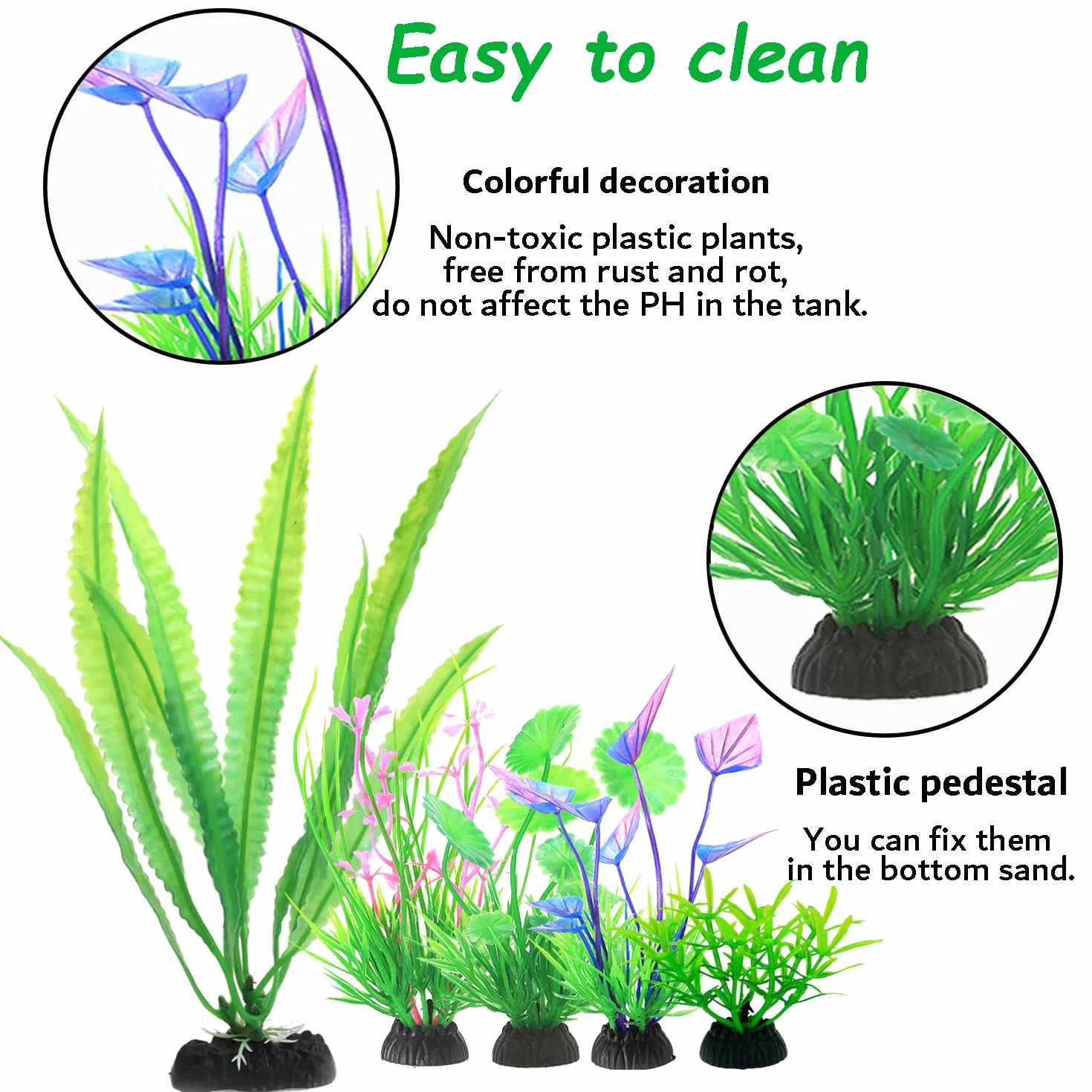 Aquarium Plantes Artificielles 13 Pièces Plastique Décoration Résine Pont pour Fish Tank