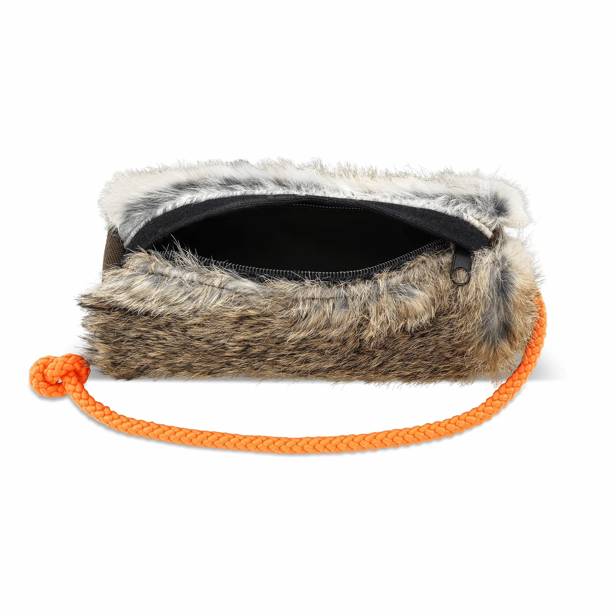 Firedog Mangeoire avec fourrure de lapin véritable avec fermeture éclair et intérieur imperméable