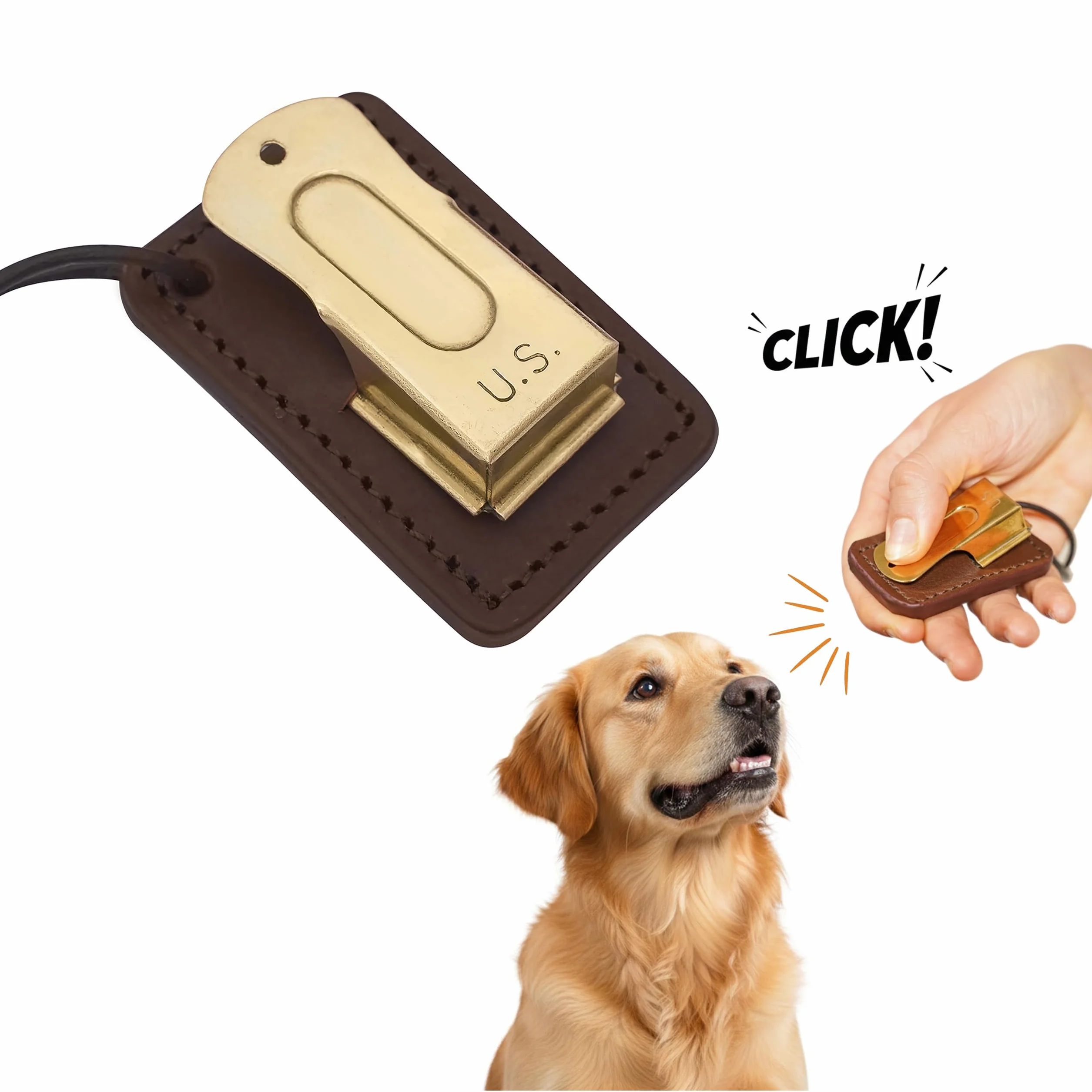 Mythrojan Brass and Steel Pet Training Clicker Puppy Dog Training Dog Clicker Cricket Clicker U.S. Engraved WII Military Gear Metal Clicker