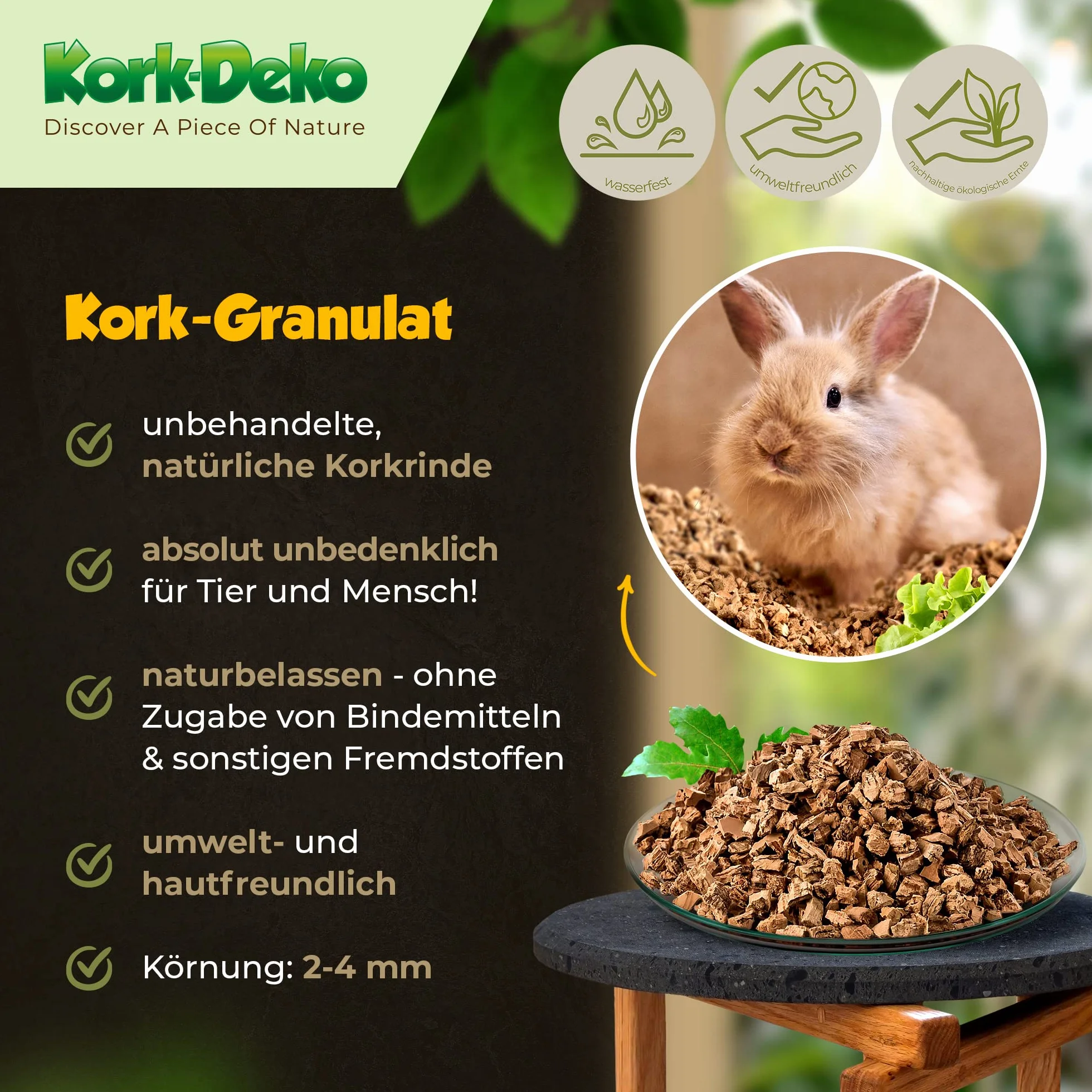 Granulés de liège 10 litres 2-4 mm substrat terrarium Kork-Deko