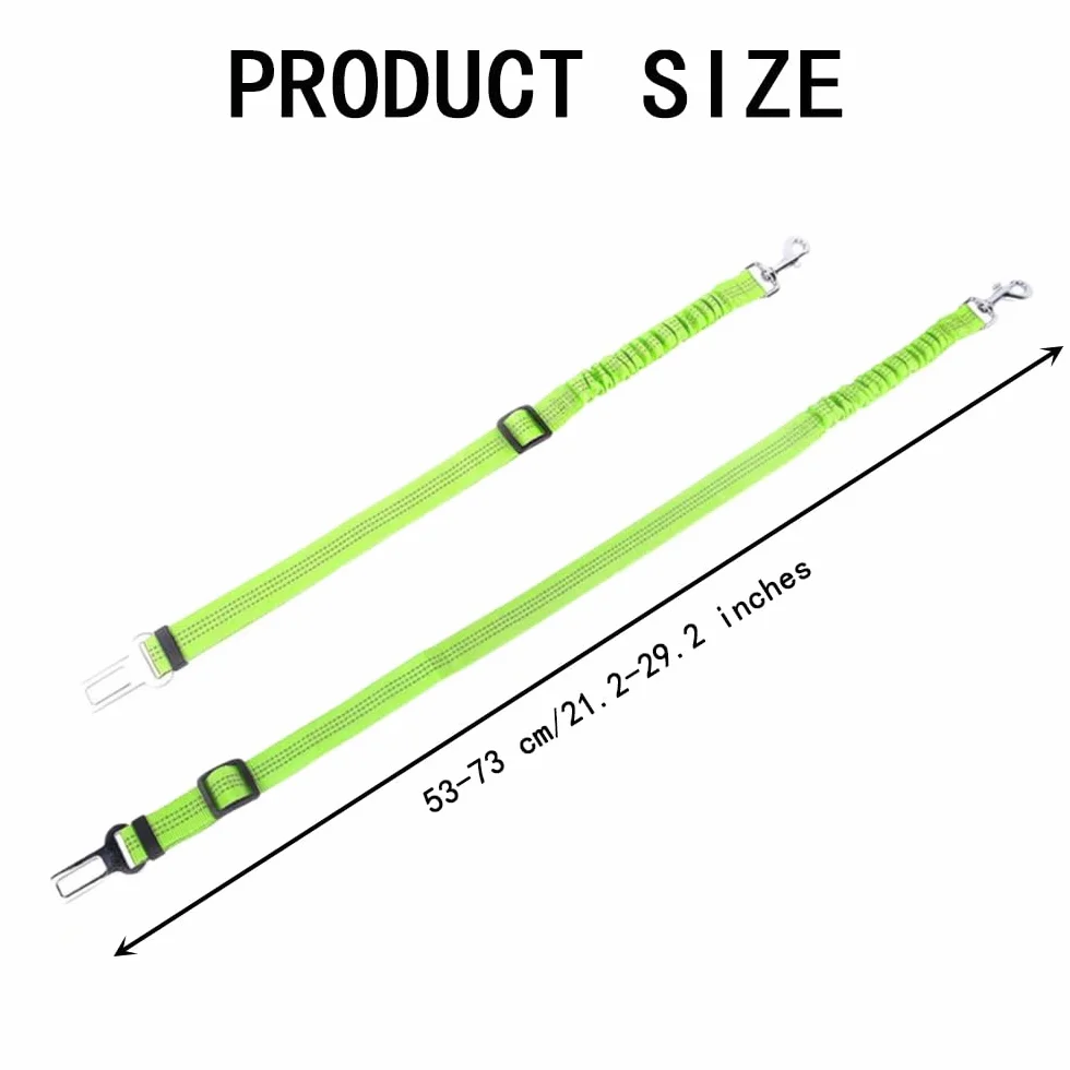 2 Pièces Ceinture Chien Voiture, Harnais Chien Universel Laisse pour Voiture avec Absorption de Chocs Clip de Harnais pour Animaux de Compagnie Accessoire pour Chats et Chiens (Noir, Vert)