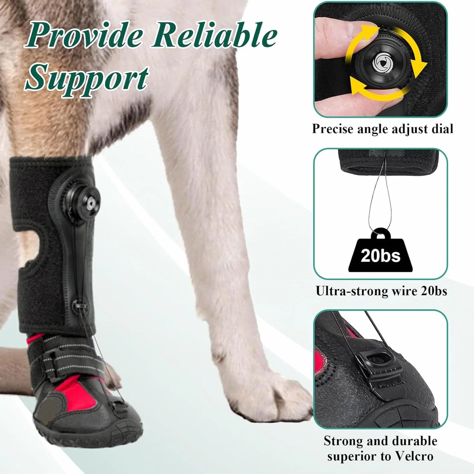 SENECESLI Attelle de Pied Tombante pour Chien, Respirante avec Semelle Antidérapante, Arthrite, Chaussette Élastique (M)