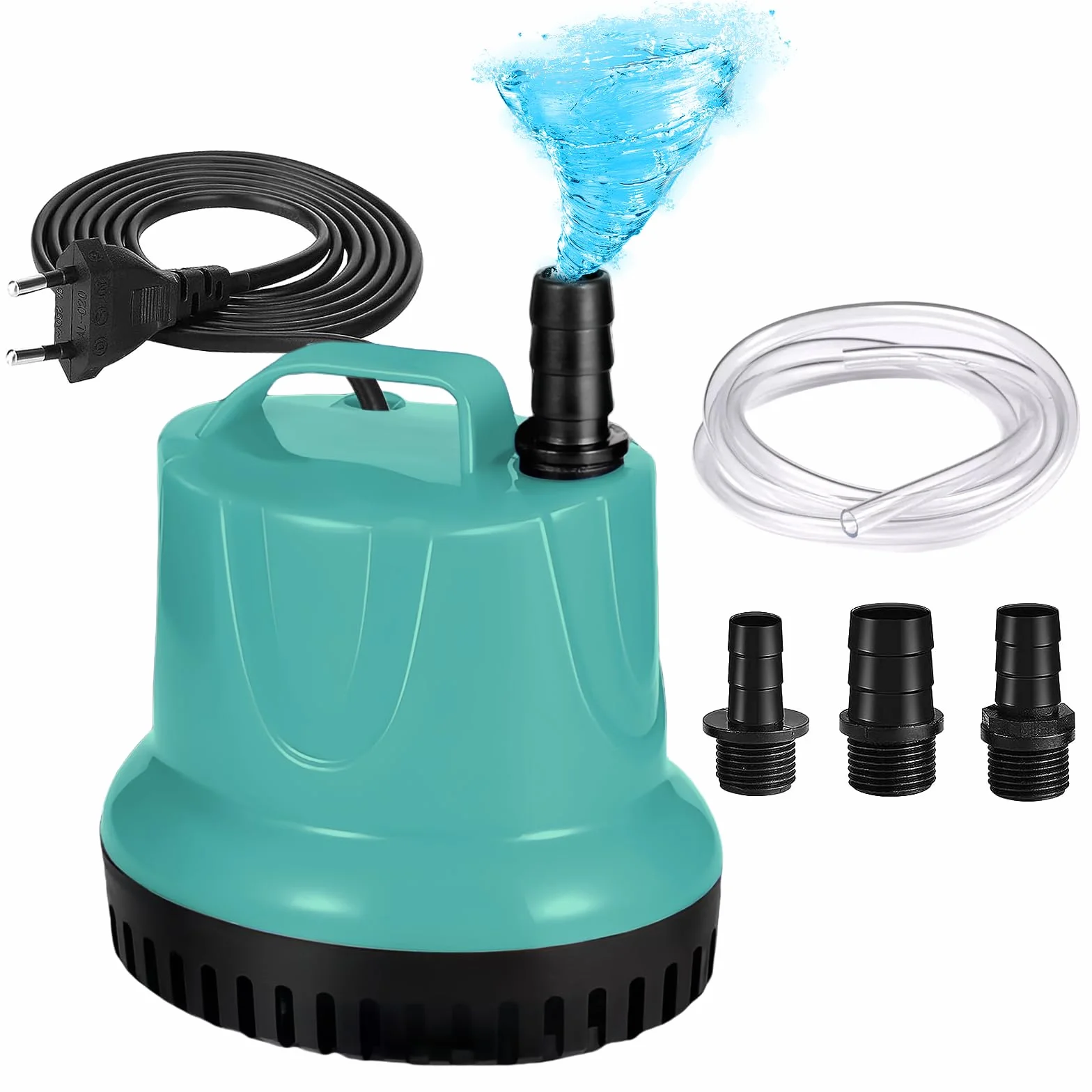 Pompe submersible WIYETY 20W 1500L/H pour aquarium bassin ultra silencieuse avec 3 buses 1,5m
