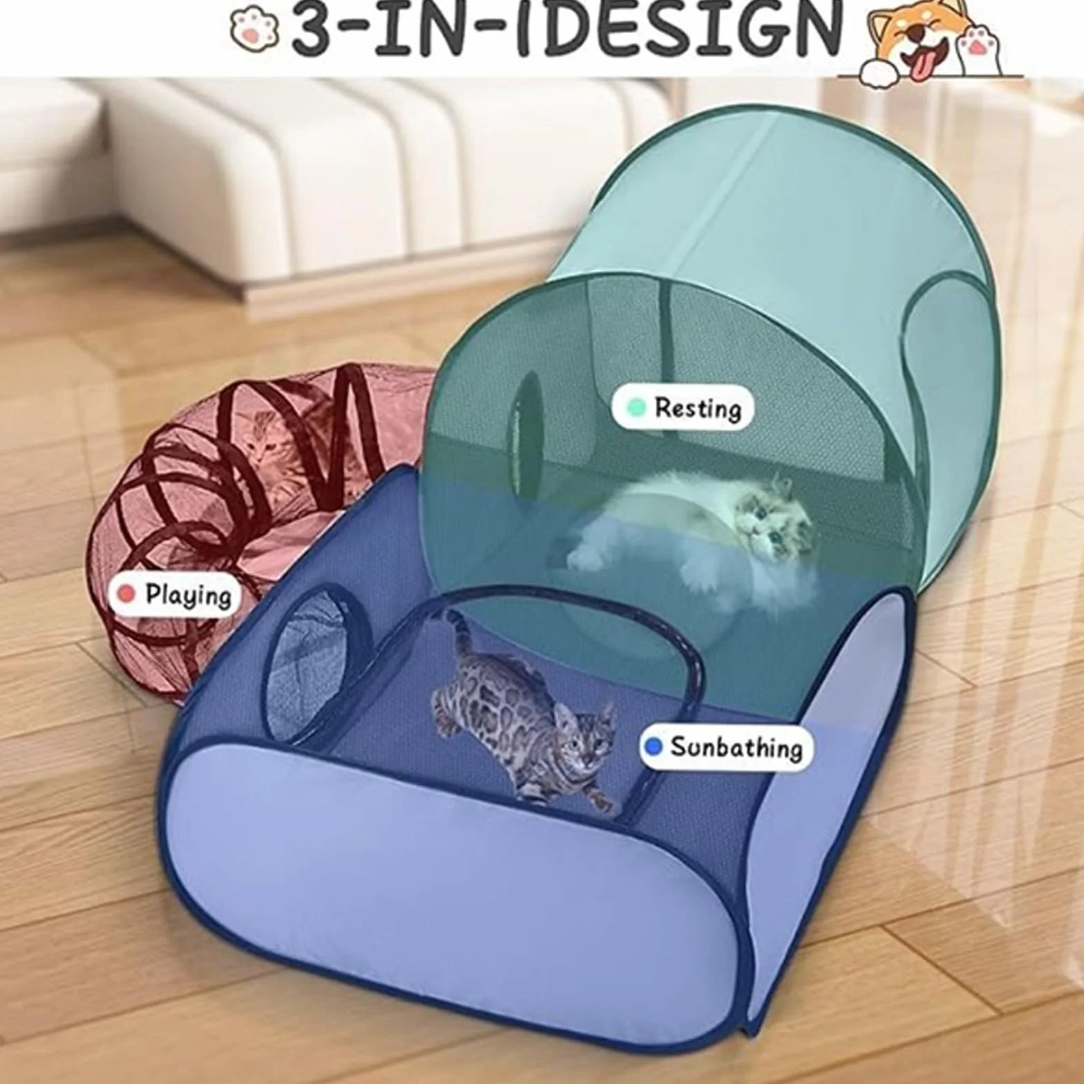 Enclos pour Chats Extérieur Pliable avec Tente de Jeu pour Chaton Chiot Petits Animaux