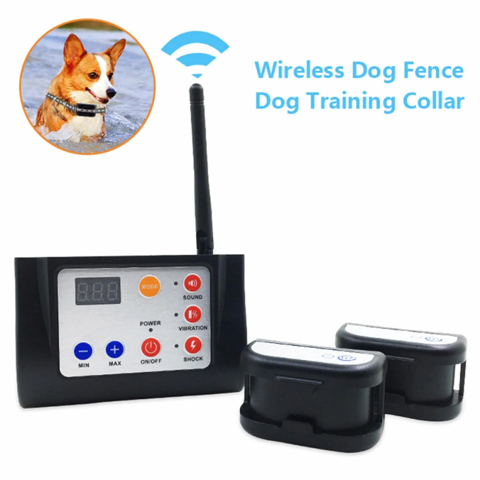 Clôture pour Chien sans Fil Électronique Étanche 2 en 1 Collier d'Entraînement avec Son et Choc