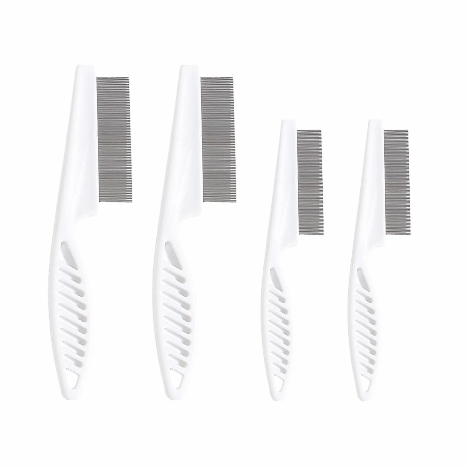 Peigne Anti Puces pour Chien et Chat, Anti Poux avec Tête en Métal, Toilettage Visage Pattes, Cheveux Longs (Blanc)