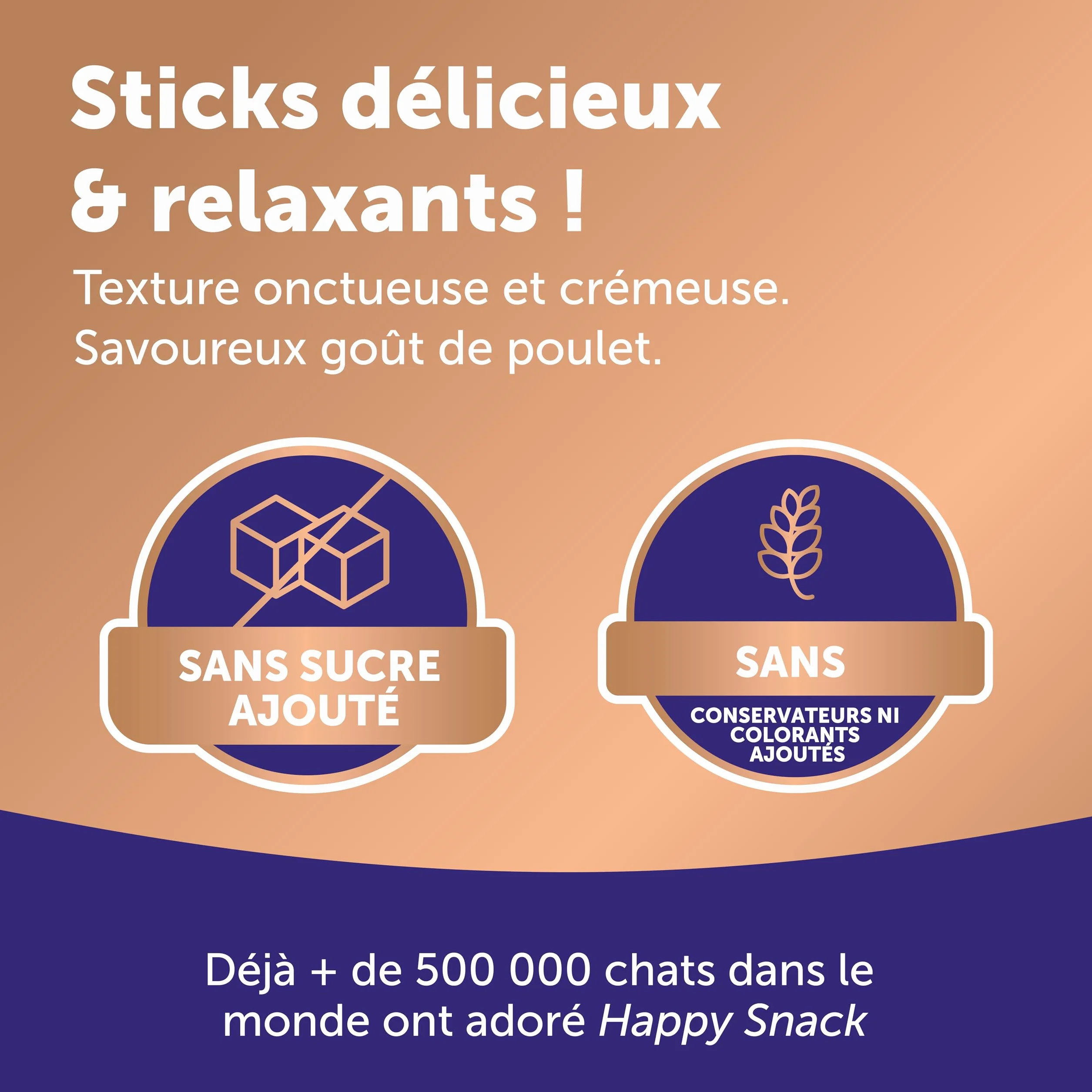 Happy Snack by FELIWAY - Pack de 5 boits - Friandise Onctueuse Relaxante pour Chat - Appréciée par 86% des Chats - sans Somnolence - Au Poulet - 30 Sticks de 15g