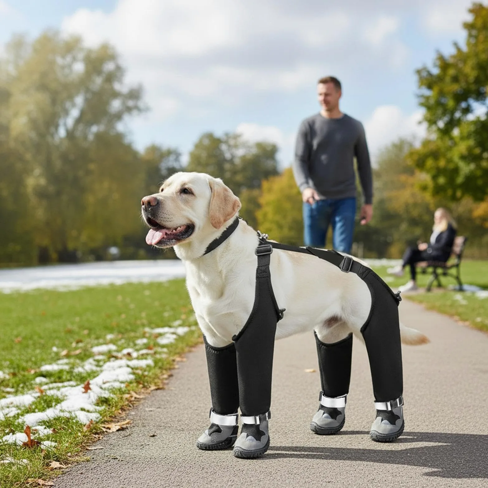 Bottes De Neige À Bretelles Pour Chien Chaussons Ajustables Anti-Dérapant | Chaussures À Suspentes Pour Chien Pour Marche Extérieure Hiver Neige Pluie