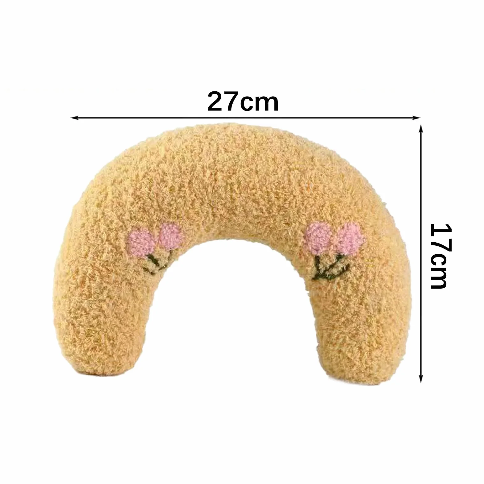 Coussin de nuque pour petits chiens en forme de U, doux et moelleux, lavable en machine, jouet apaisant (jaune)