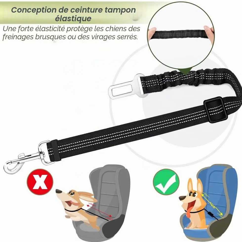 SlowTon Harnais de Sécurité pour Chien Voiture, Gilet Réglable Respirant avec Laisse, Multifonction pour Voyage Promenade