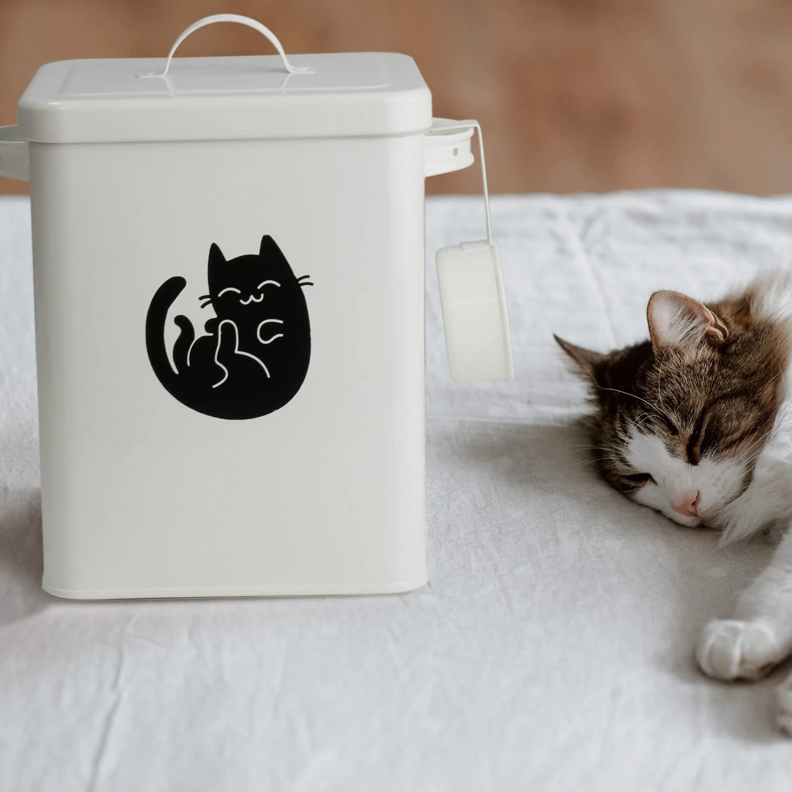 Récipient de rangement pour nourriture pour chien et chat de 6 L, conteneurs alimentaires mignons pour animaux de compagnie avec couvercles, bol de nourriture pour chat en métal hermétique, récipient