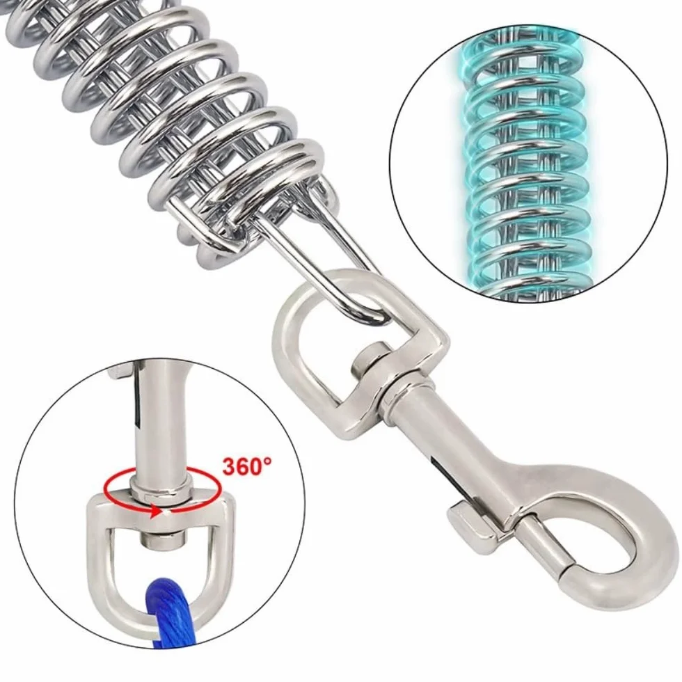 Câble d'attache pour chien 5 m diamètre chaîne robuste absorption des chocs camping plein air jusqu'à 150 kg