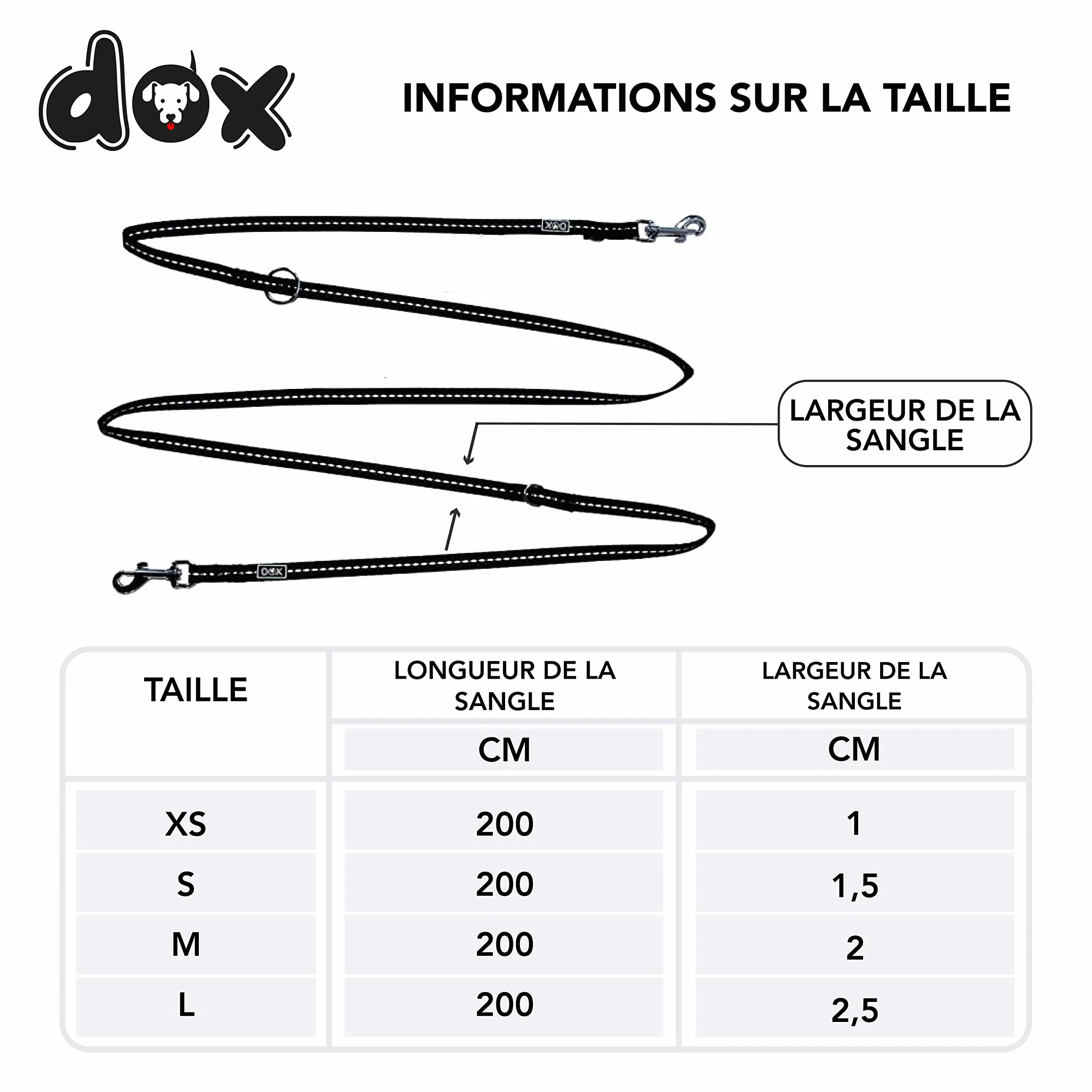 Laisse Chien Nylon Réfléchissante Réglable 3 Positions 2m Double Ajustable Chat Chiot Noir