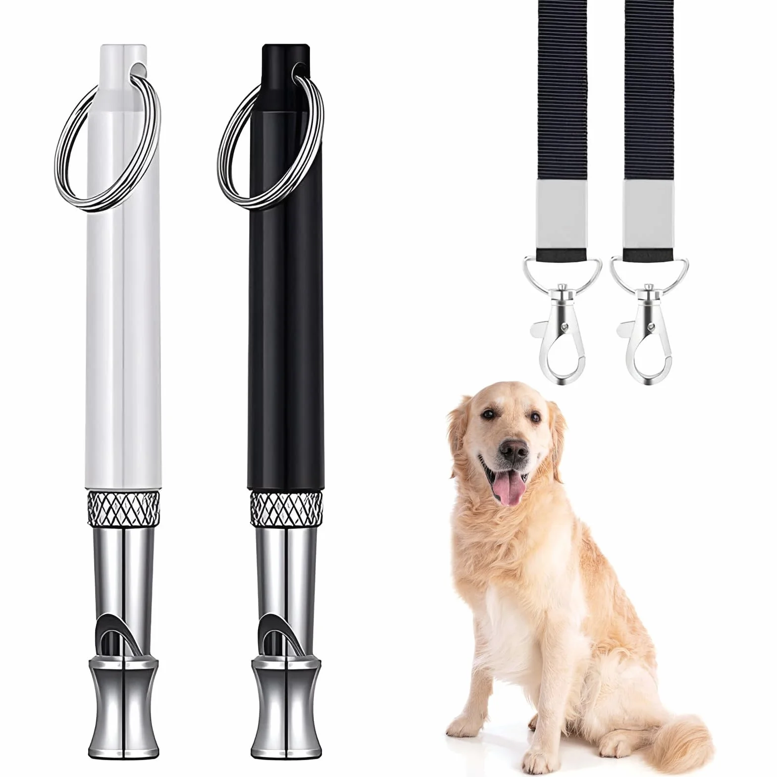 Sifflet Ultrason Chien Anti Aboiement Réglable avec Lanière, 2 Pièces