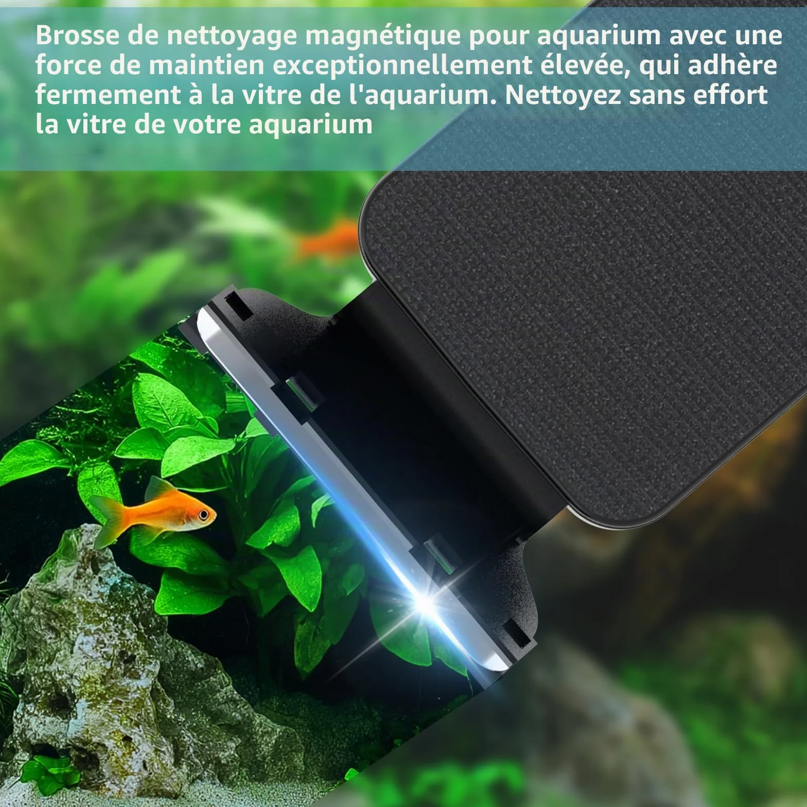 hygger Nettoyage Magnétique Vitre Aquarium, Brosse Aimant avec Grattoir Amovible pour Aquarium Eau Douce et Salée (L)