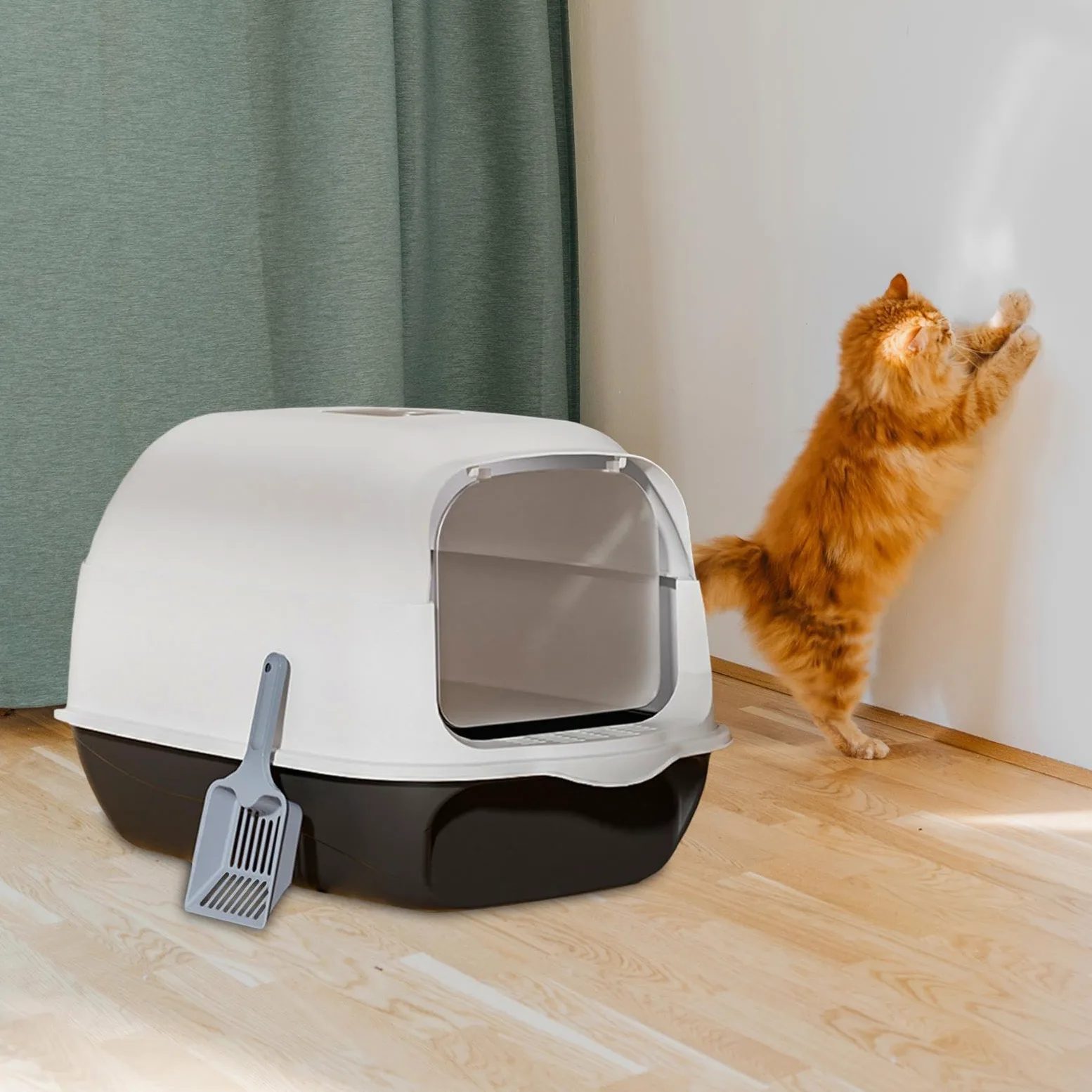 Bac à Litière Fermé pour Chat, Pot Amovible, Anti-éclaboussures, Facile à Nettoyer, pour Petits Animaux, Bac à Litière pour Chat, Bacs à Litière pour, Noir