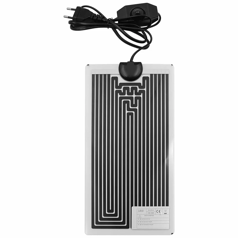 Petit Tapis Chauffant 15x28 cm 14 W Thermostat Contrôle Température Reptiles Serpents Lézards Geckos