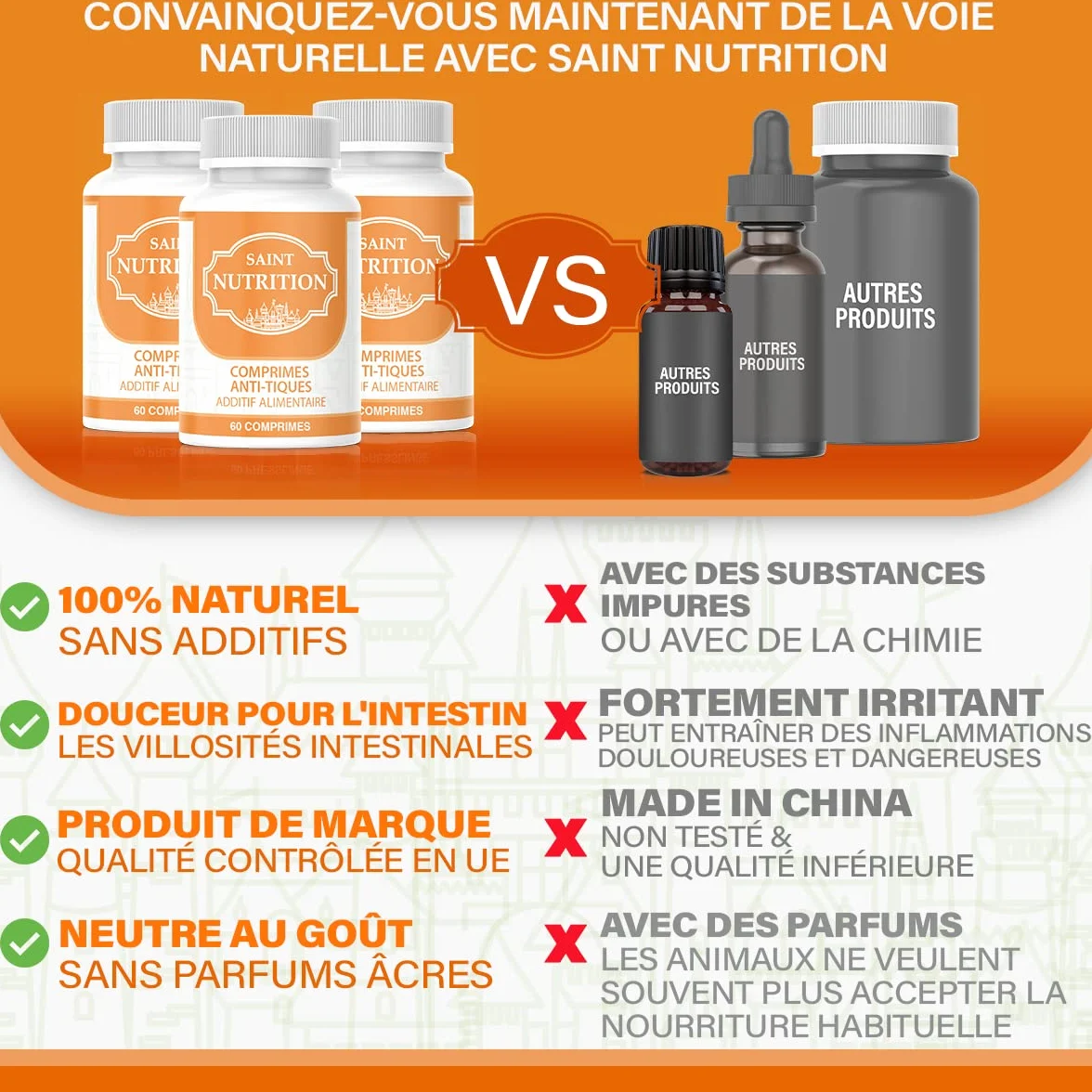 Saint Nutrition Anti-Tique Comprimés pour Chien et Chat - Traitement Naturelle Contre Tiques, Effet Immédiat, 60 Comprimés