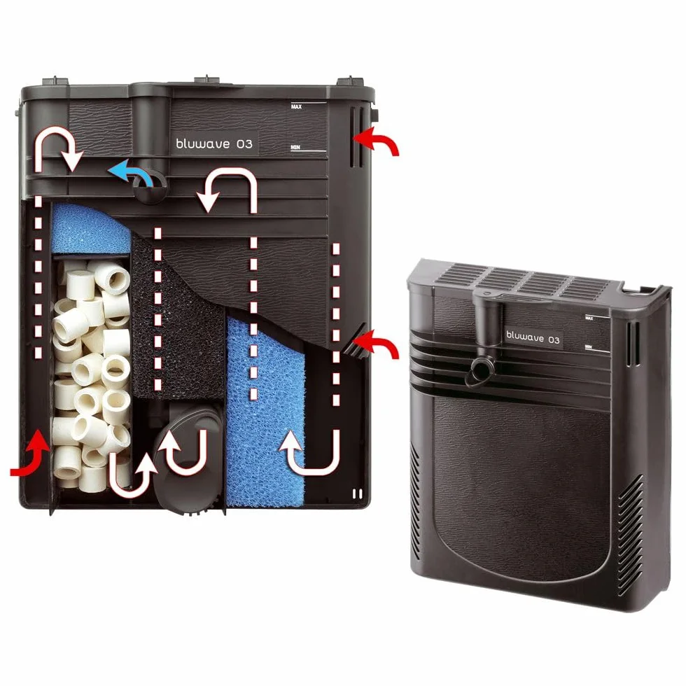 Hydor Aquarium 60L Complet pour Poissons Tropicaux ou d'Eau Douce avec Lampe LED, Filtre 3 Étapes, Chauffage, 60 x 31,5 x 39,5 cm Noir
