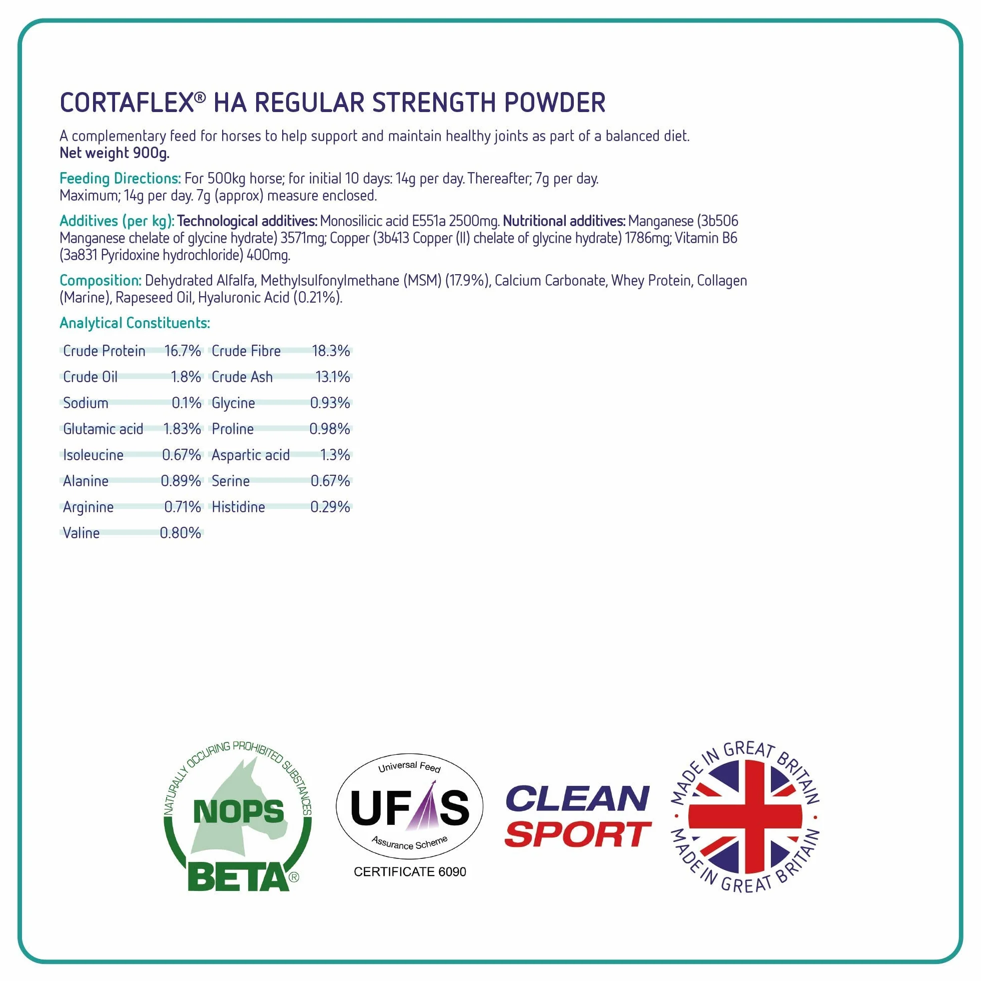 Equine America Cortaflex Poudre Régulière Supplément Cheval & Poney 900g