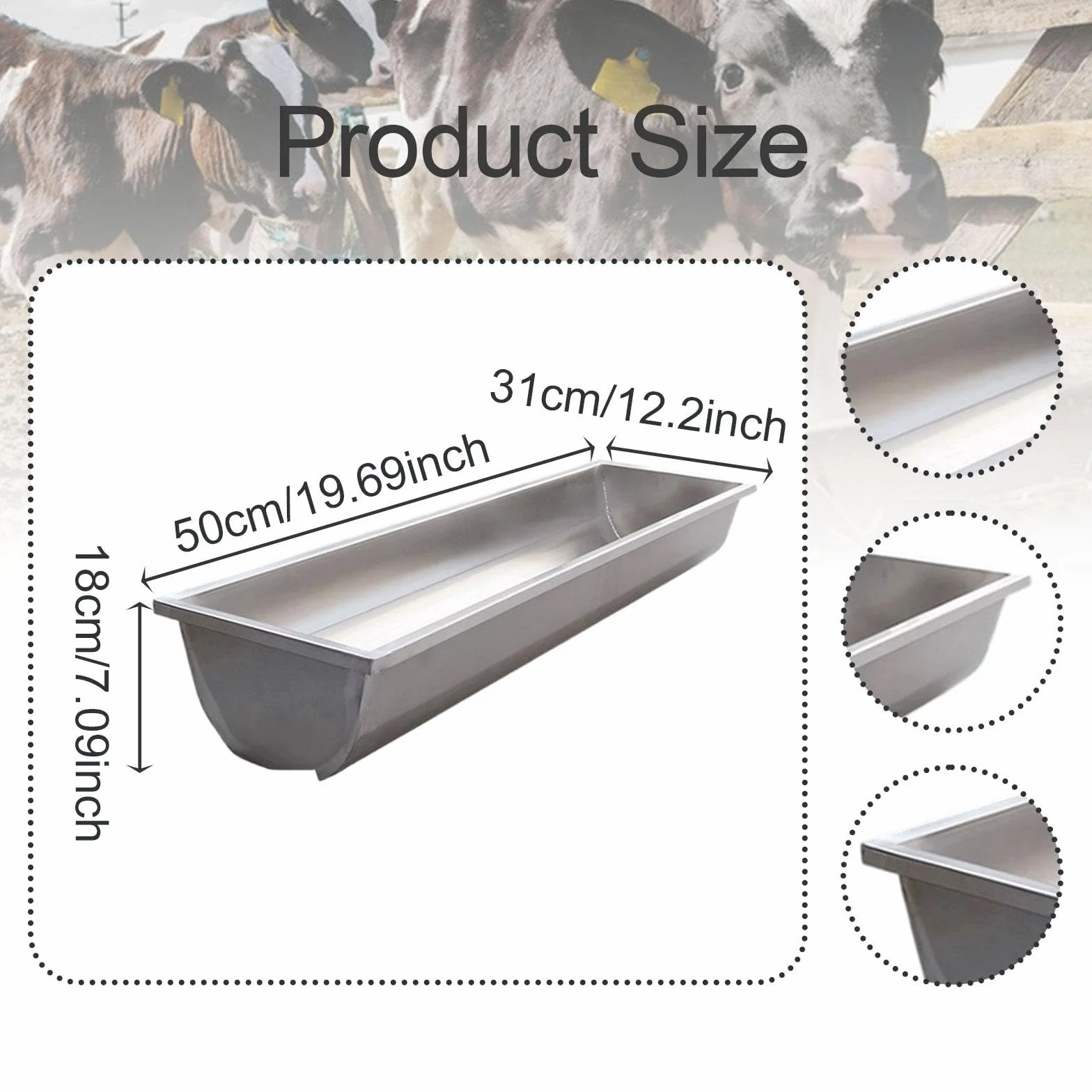 Mangeoire pour chèvres en Acier Inoxydable, Abreuvoir pour Moutons, Chevaux, Vaches