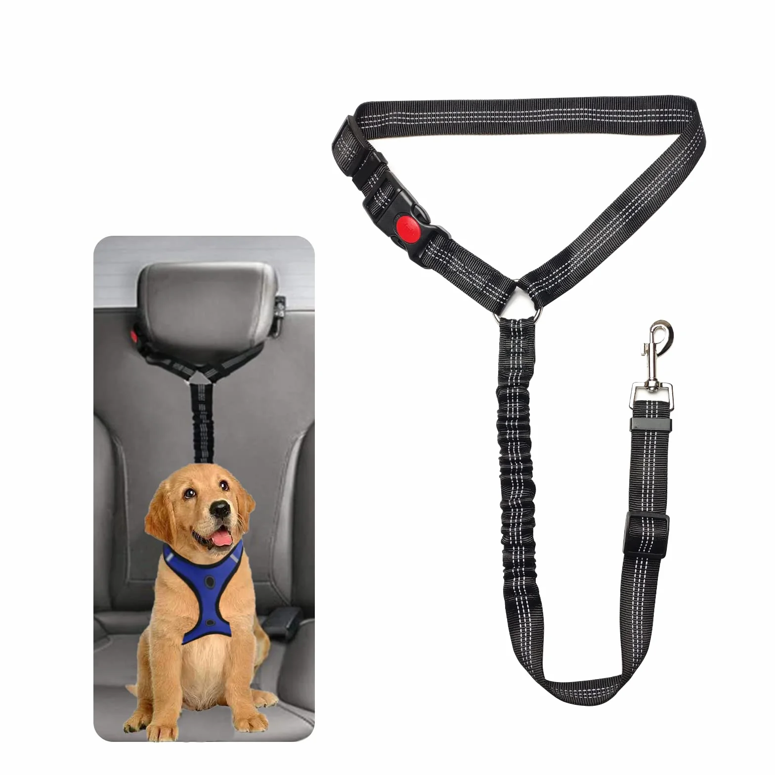 Ceinture Sécurité Chien Voiture Noir Petit Moyen