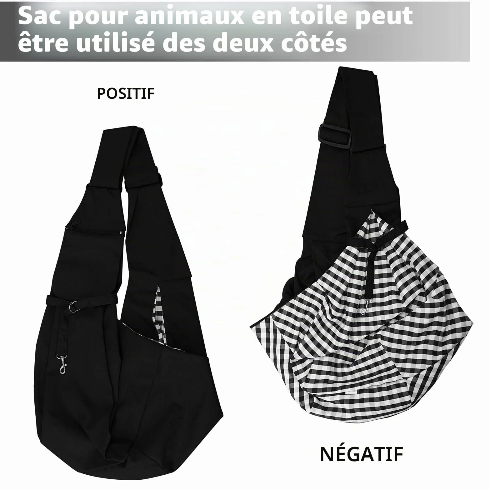 Sac de Transport pour Chien Réglable Bandoulière Respirant pour Petit Chien Marche Plein Air Noir