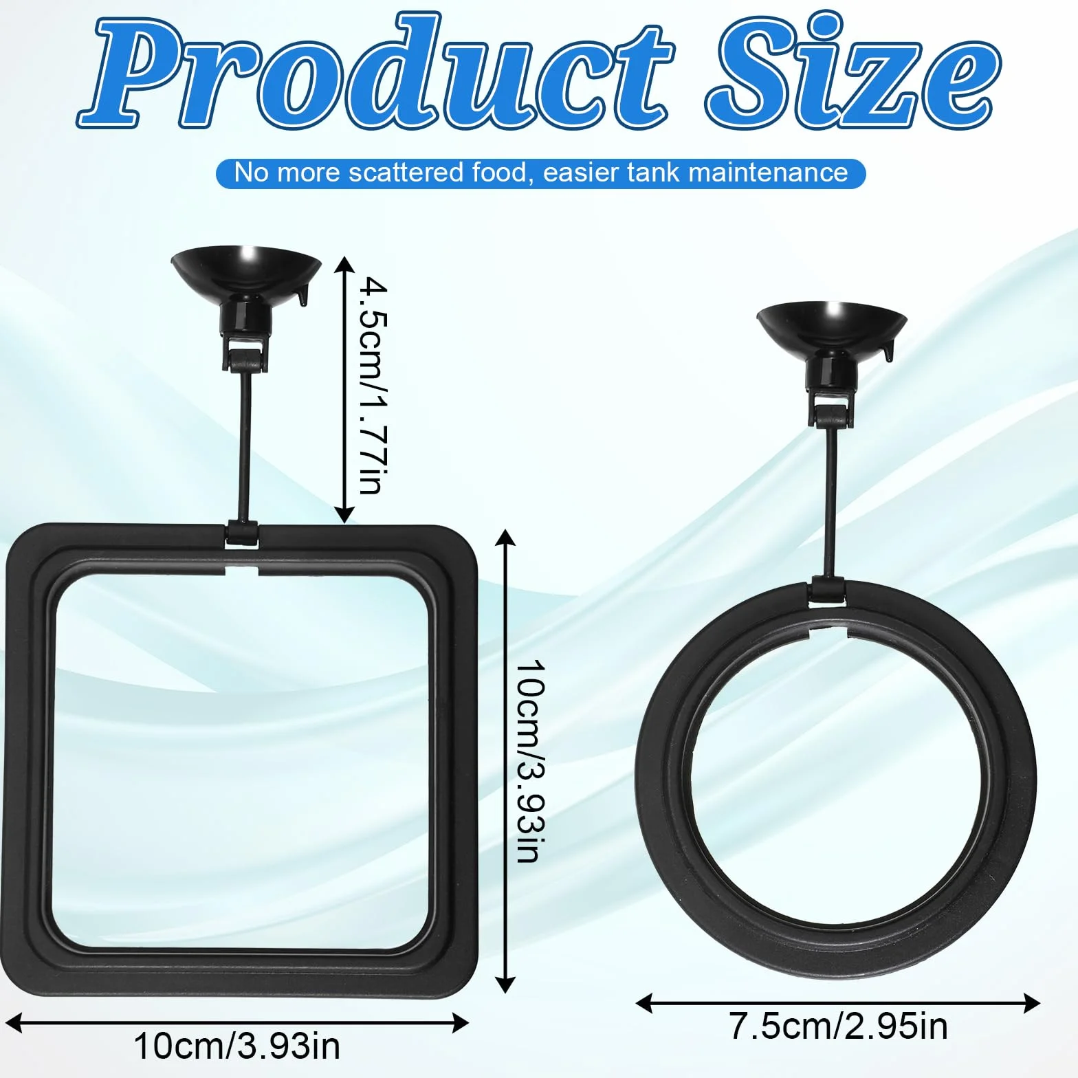 Lot de 2 anneaux d'alimentation pour poissons d'aquarium - Distributeur automatique avec ventouses - Noir