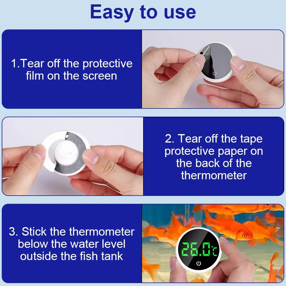 Flintronic Thermomètre d'Aquarium Numérique, Affichage LED, Capteur de Température Haute Précision