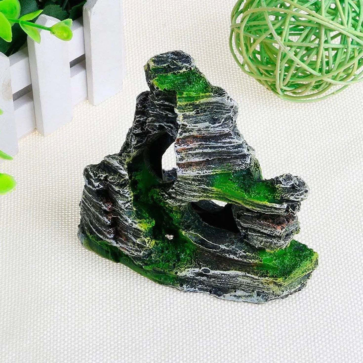 Grotte en résine pour aquarium, décoration de piscine de poisson 11 x 9 x 11 cm