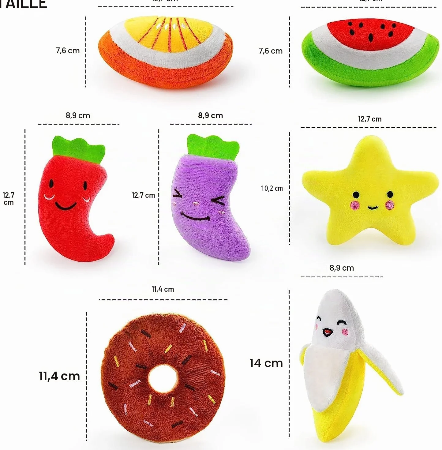 Legend Sandy Lot de 14 Jouets couineurs en Peluche pour Chiens Fruits Légumes