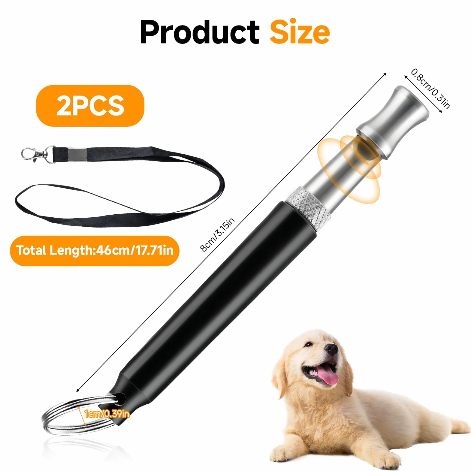 Sifflet Ultrason pour Chien, Sifflet de Dressage Haute Fréquence Réglable avec Lanière, Anti Aboiement Portable