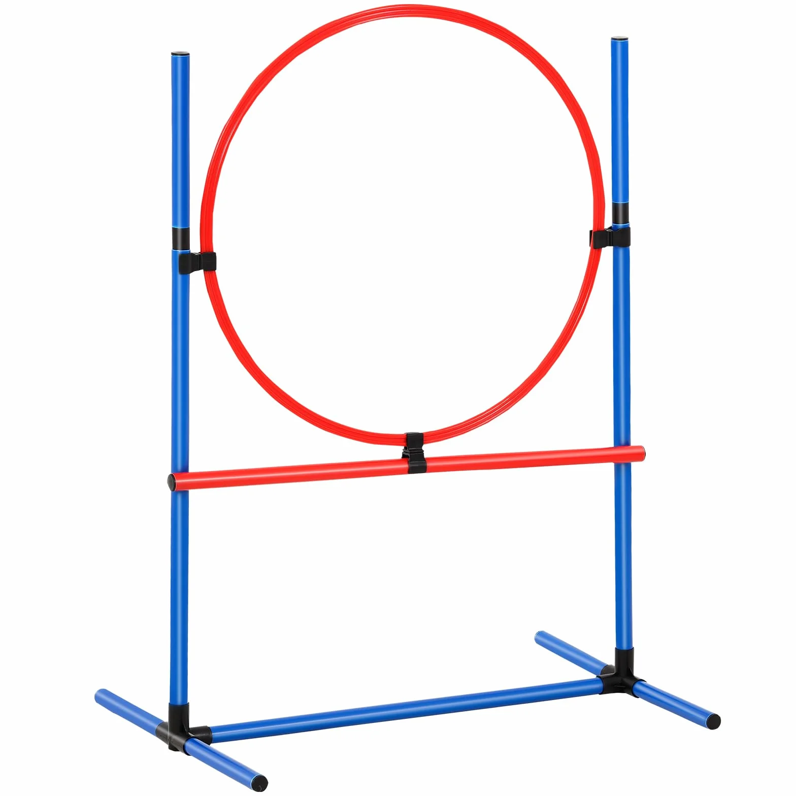 VEVOR Équipements d'Entraînement Agilité pour Chien, Ensemble 5PCS, Parcours Obstacles pour Chiot, avec Haies Hautes Réglables, 6 Poteaux, Tunnel, Anneau de Saut, Boîte de Pause, Sifflet, Bol Pliable