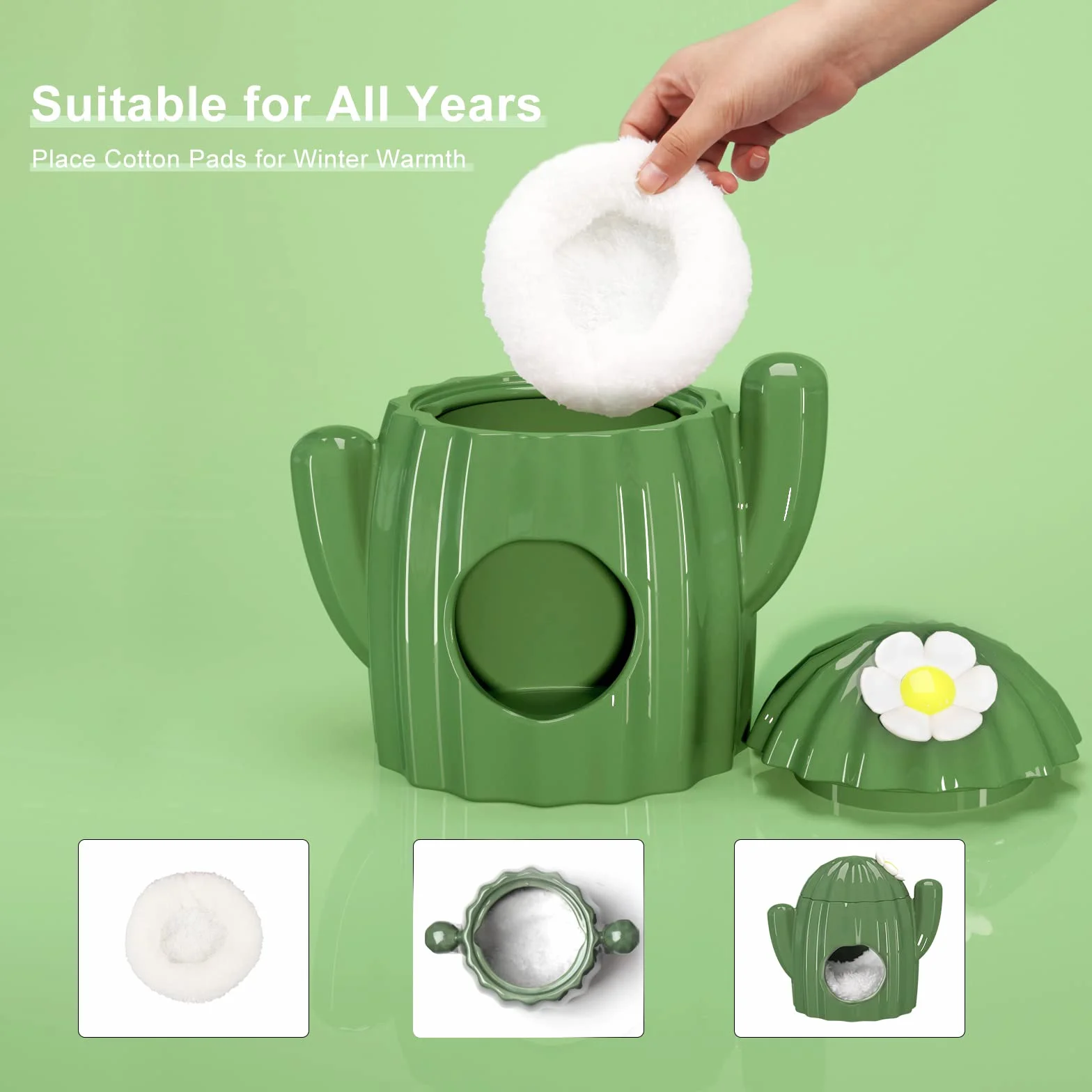 BUCATSTATE Maison de Hamster en Céramique – Cachette et Habitats de Hamster en Forme de Cactus Idéal pour Nain Gerbille Souris Ours Doré