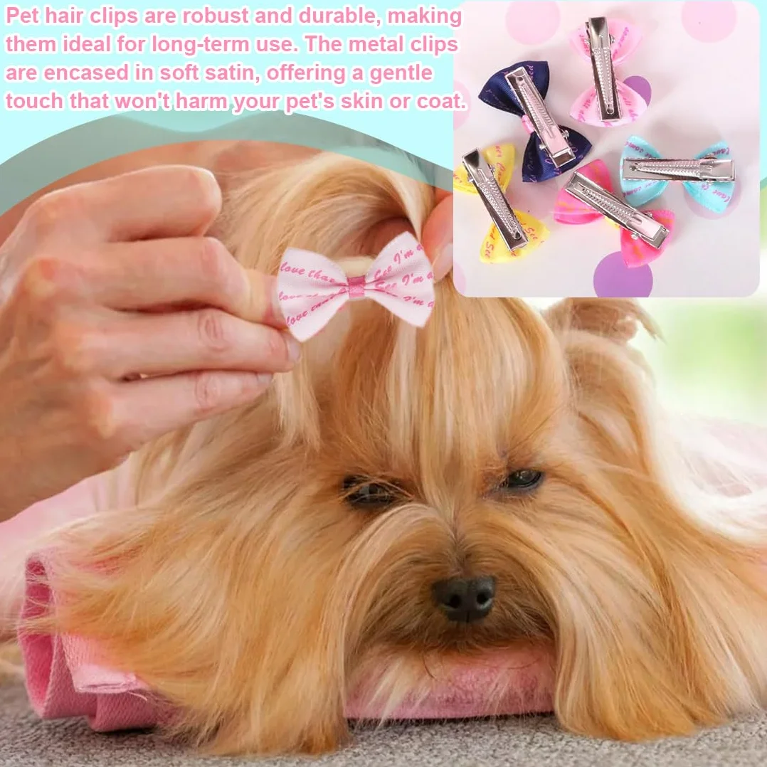 Set de 10 Noeuds à Cheveux pour Chien avec Clips, Barrettes et Accessoires de Toilettage