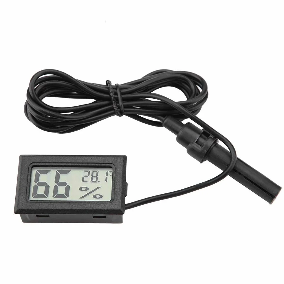 Thermomètre Hygromètre Numérique LCD, Moniteur de Température et d'Humidité avec Sonde Externe pour Incubateurs, Terrariums, Aquariums
