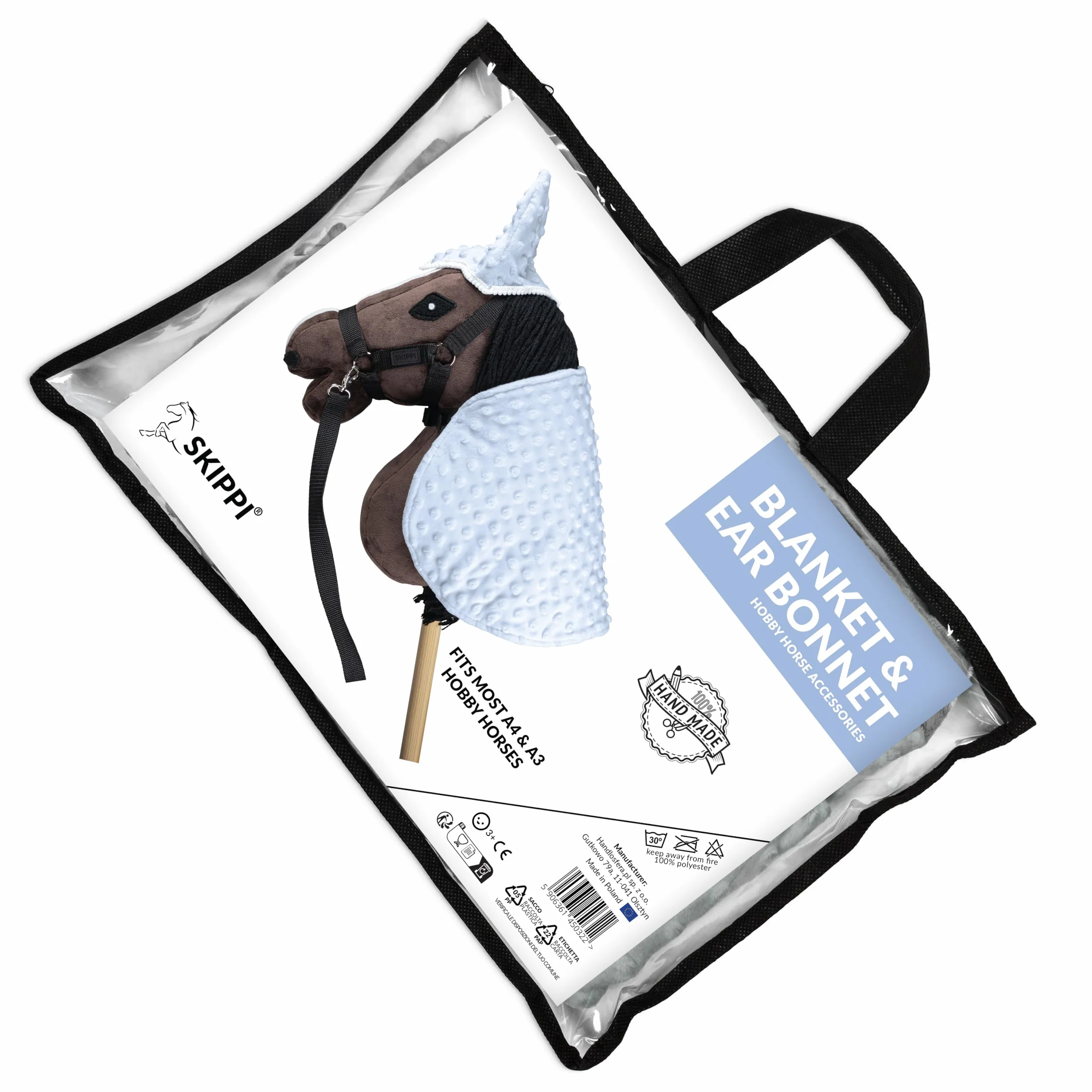 SKIPPI Couverture et Bonnet pour Hobby Horse - Bleu, Hobby Horse Accessoire
