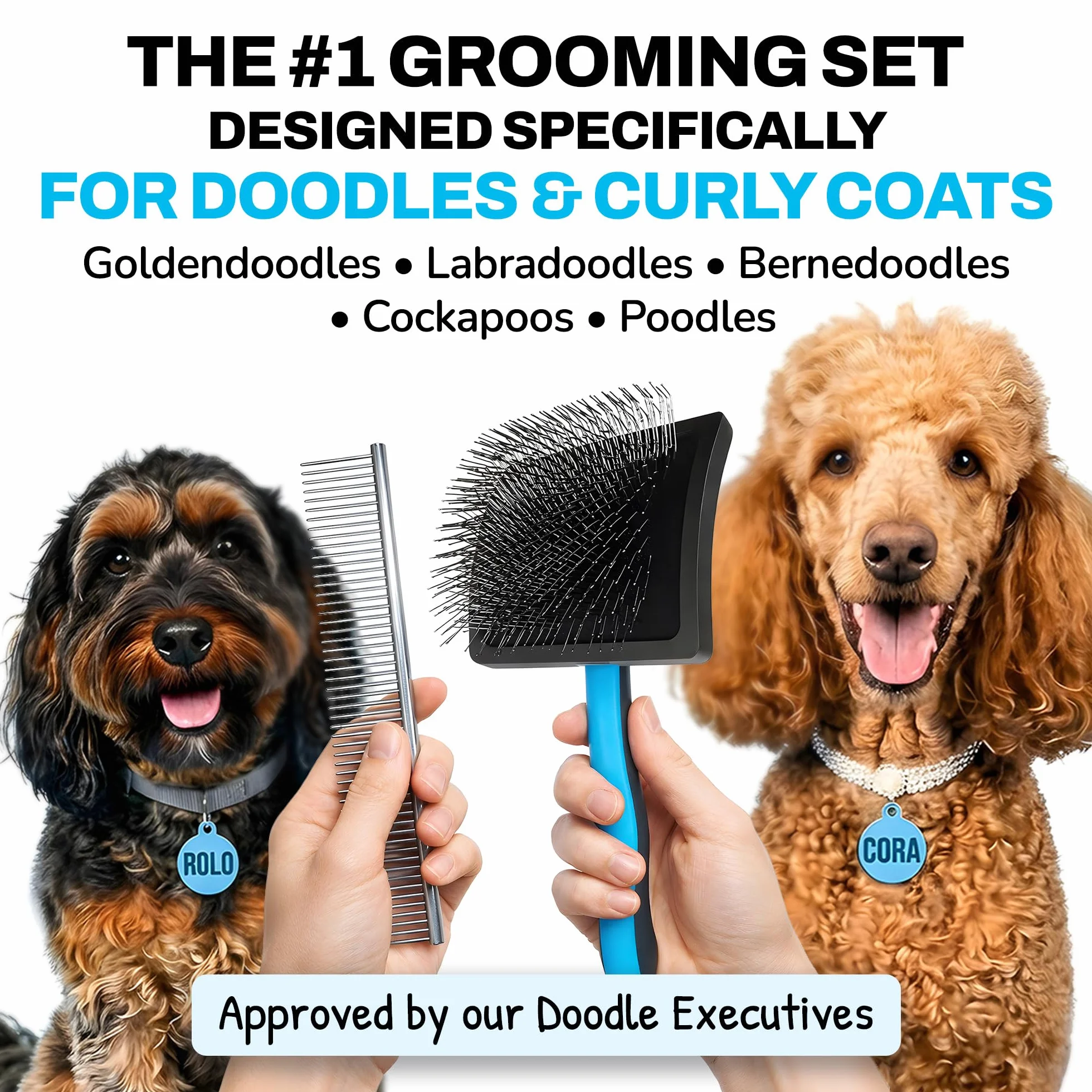 The Doodle Brush Brosse de Toilettage pour Chiens en Acier Inoxydable Peigne Métallique Démêle et Élimine Nœuds