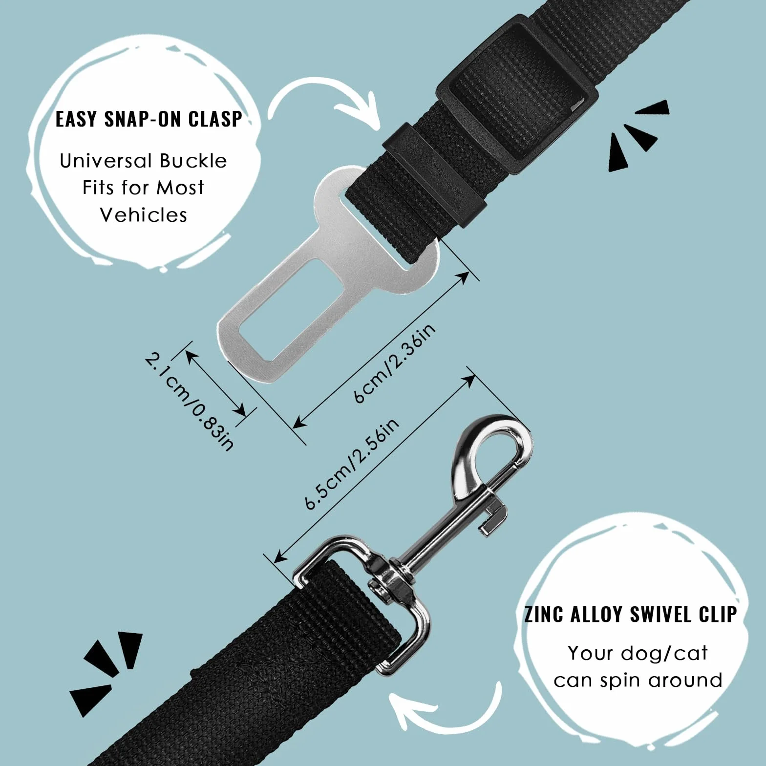 Ceinture de Sécurité Universelle pour Chien - Harnais Laisse Réglable pour Siège de Voiture - Animaux de Compagnie