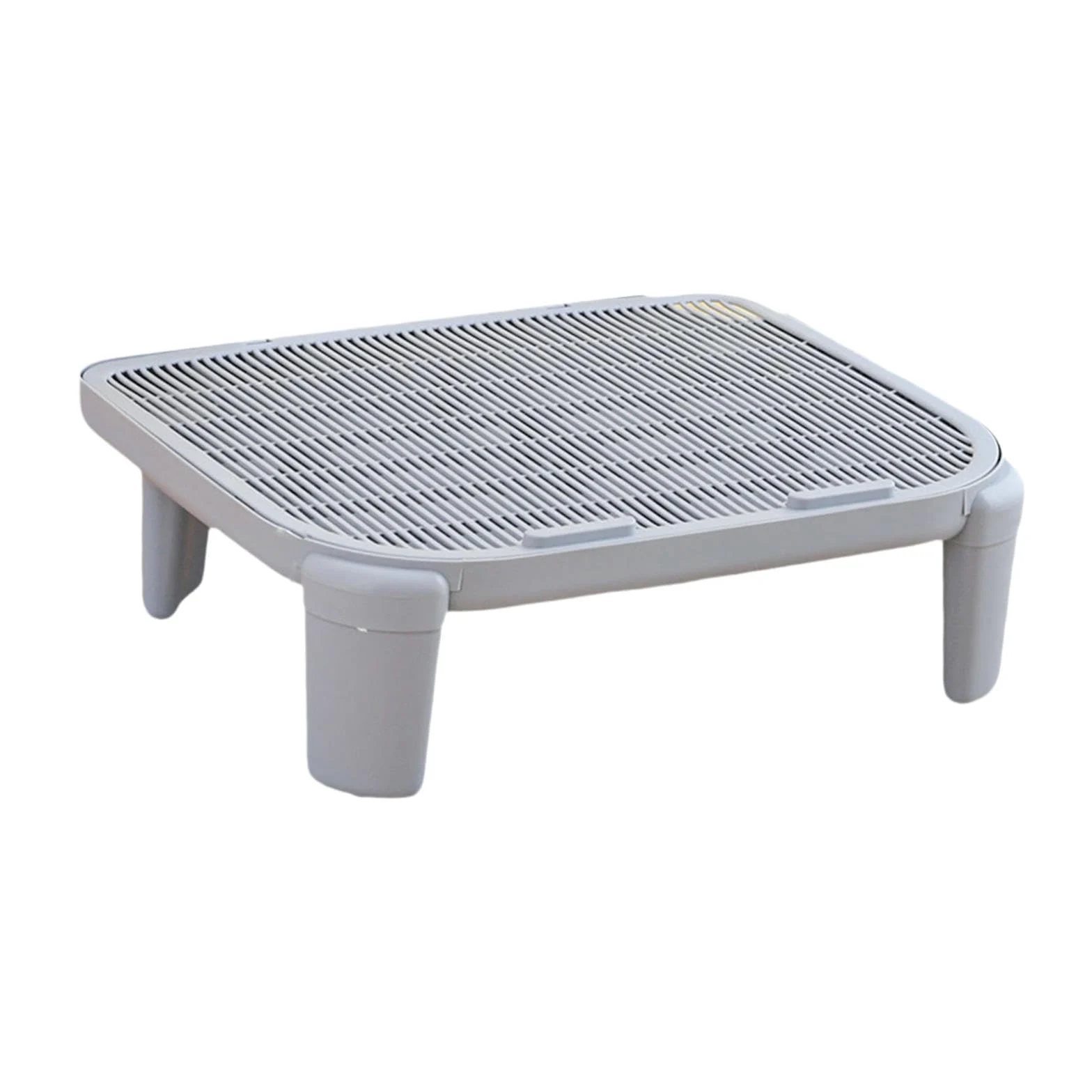 Rampe Litière Chat Double Couche Trappeur de Litière Tapis pour Boîte Litière Matériau PP Fonction Pied Adapté Aux Chats Âgés Nettoyage Intérieur, Gris