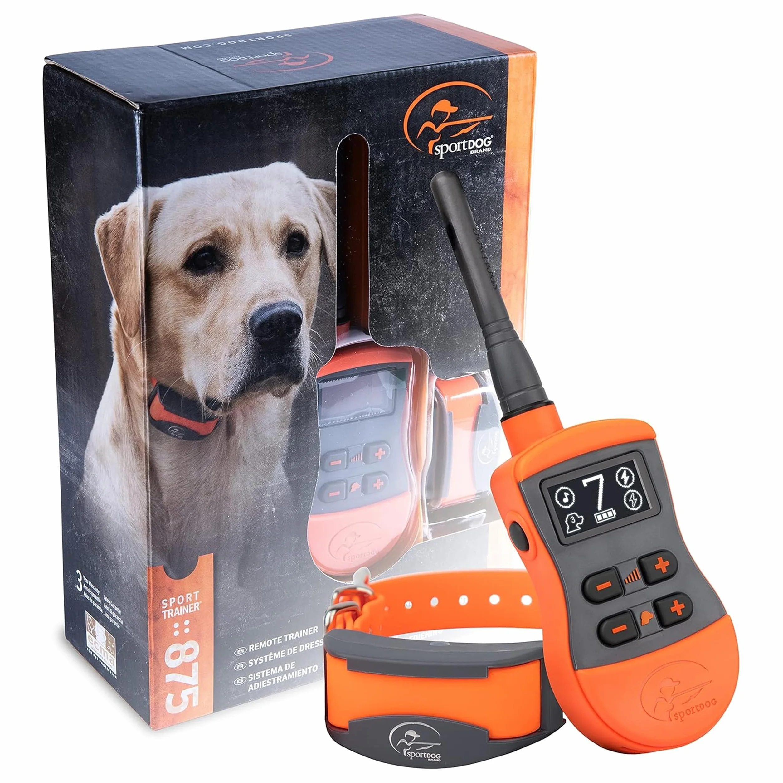 SportDOG - Collier de Dressage pour Chien avec Télécommande SportTrainer, Submersible, 10 Niveaux de Stimulation Statique, Vibration et Signal Sonore - Rechargeable - Portée 800 m