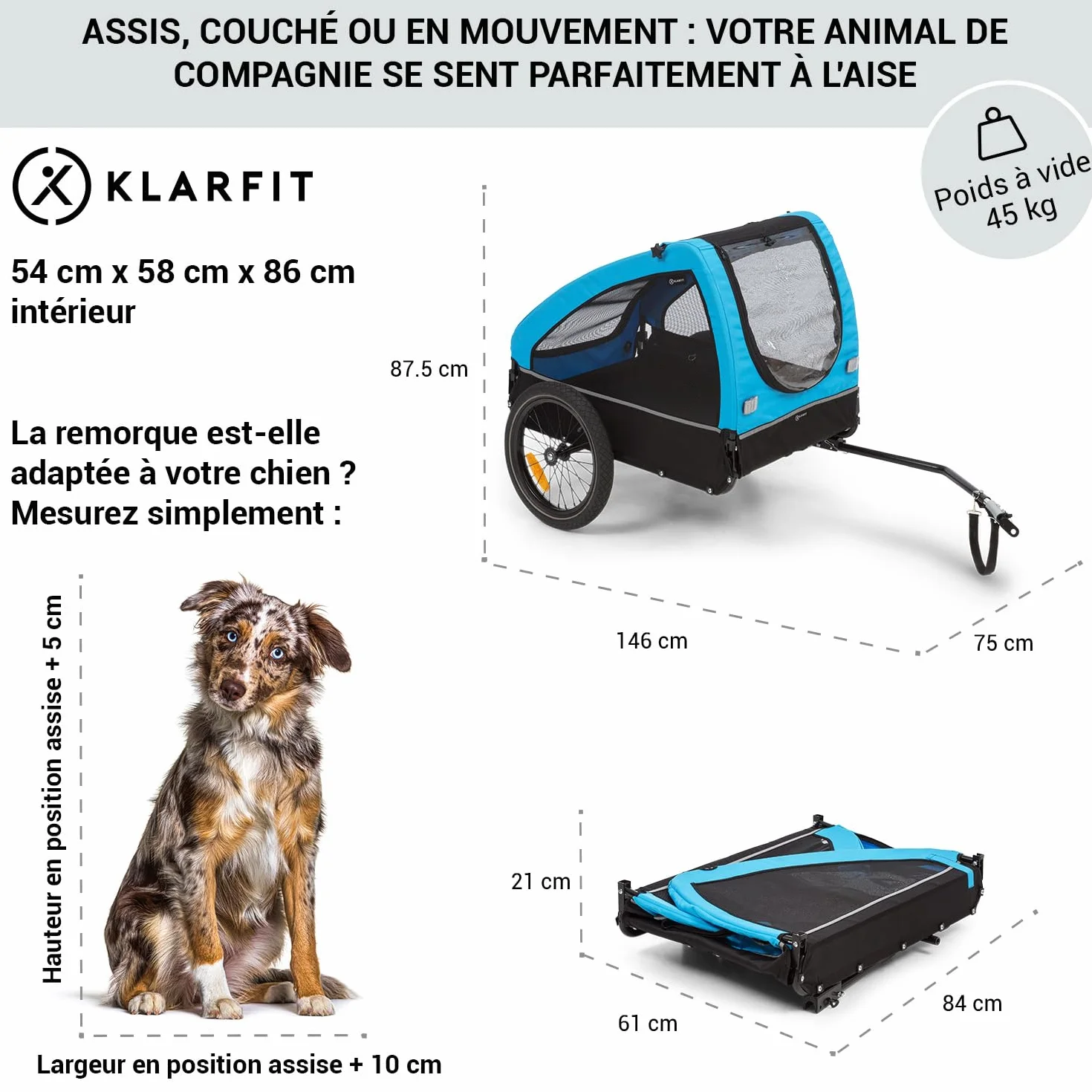 Klarfit Husky remorque à vélo pour Chien