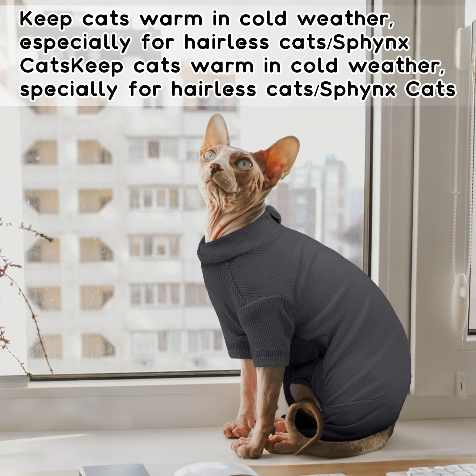Vêtements pour Chat Pull à Manches Longues Manteau d'hiver Boby Recuperation Anti-Lécher Gris Foncé M